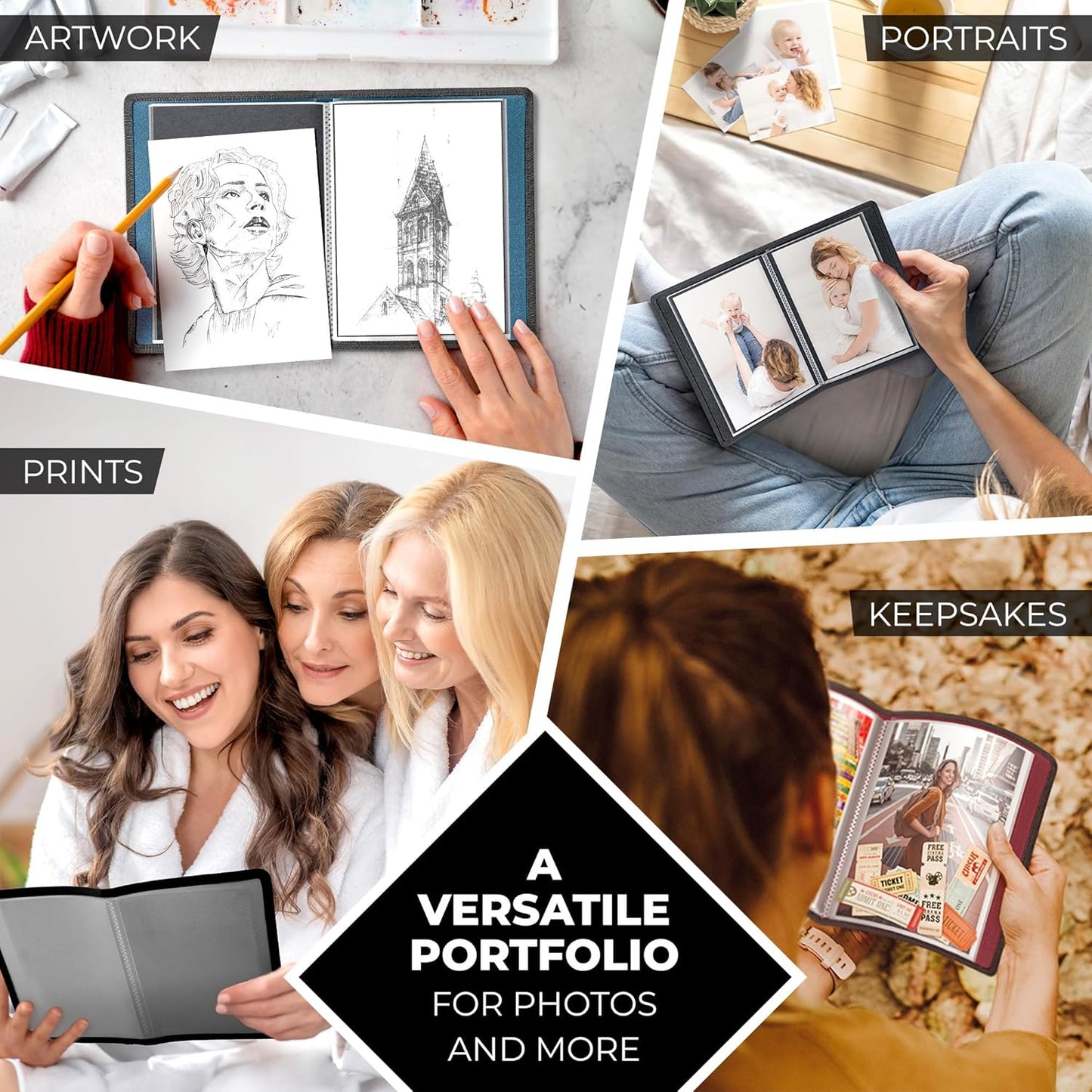 Dunwell Small Photo Album 4x6 (2-Pack, Ruby), Mounting Paper, 4 x 6 Photo & Art Portfolio Presentation Binder, 24 Sleeves Display 48 Pages, Professional Mini Picture Book for Artwork, Postcards