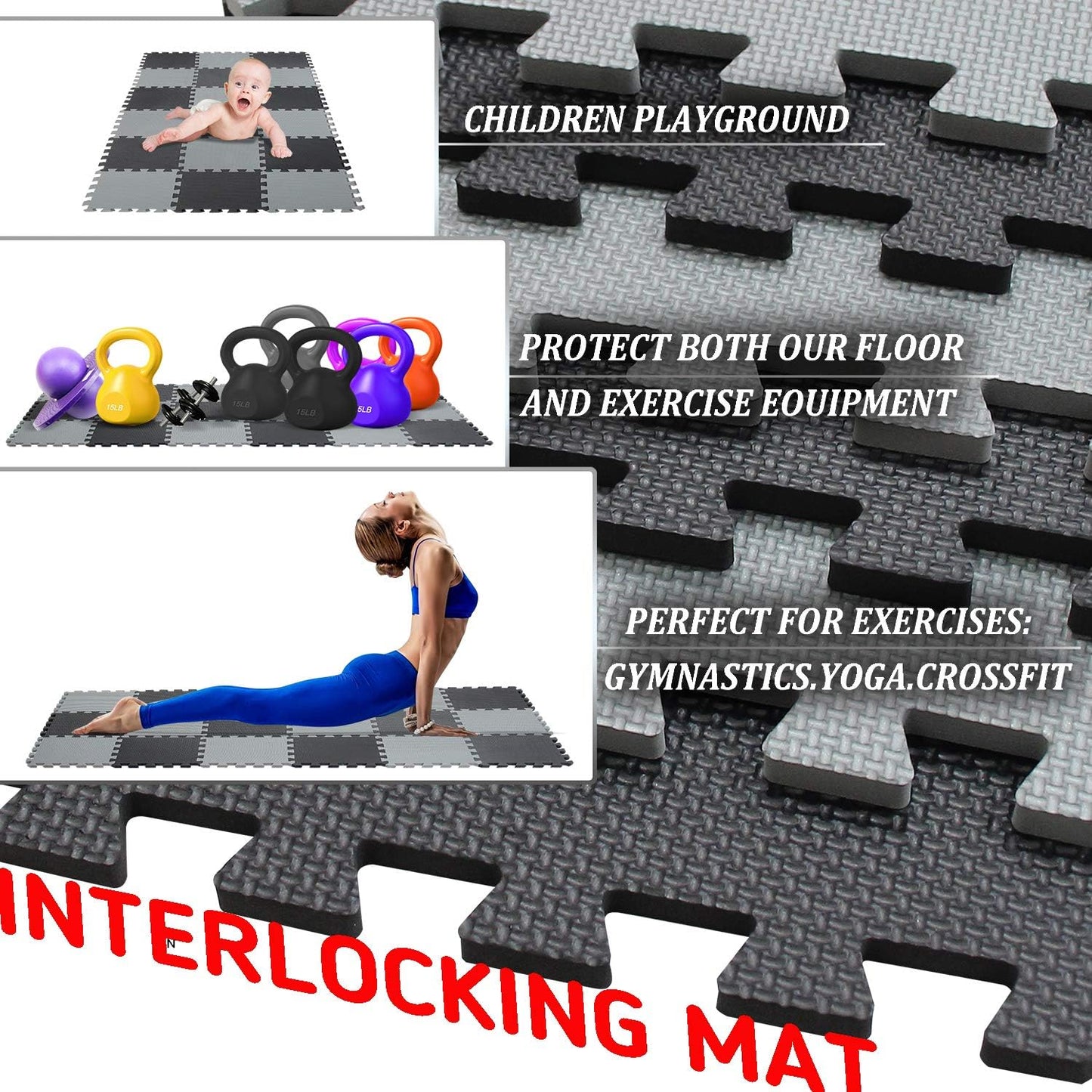 XMTMMD Soft Non-Toxic Foam Baby Play Mat | Toddler Playmat | EVA Foam Interlocking Tiles for Gym, Nursery, Playroom | 18 Squares Foam Floor Mats for Kids & Babies | Colorful Jigsaw Puzzle Play Mat