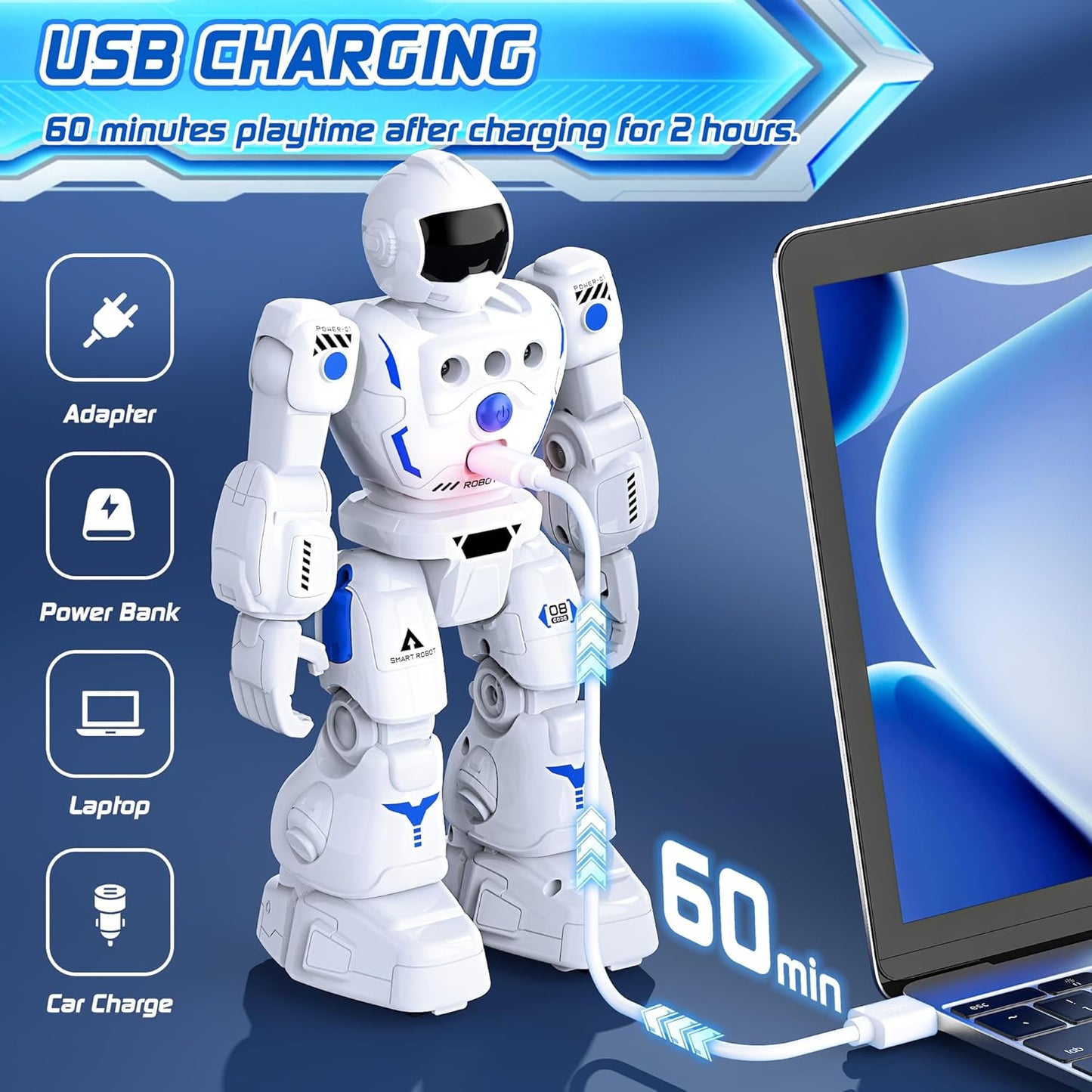 Robot Toys for Kids 3-5, Programmable Remote Control Robot with Walking, Sliding, Singing and Dancing, RC Gesture Sensing Control Smart Robots for Age 3-12 Kids Christmas Birthday