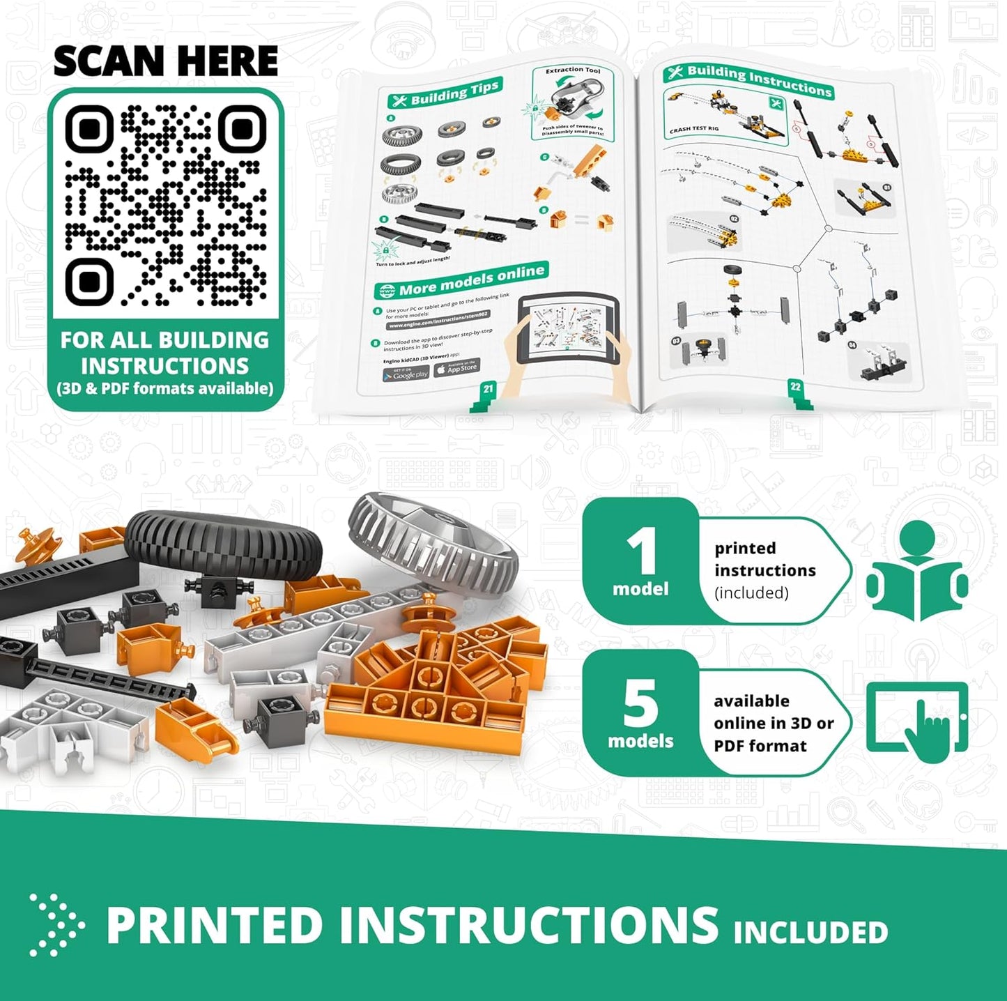 Engino STEM Toys, Physics Laws: Inertia, Friction & Circular Motion, Engineering Kit for Kids 9+, Creative STEM Projects, Gifts for Boys & Girls, Building Toys (6 Model Options)