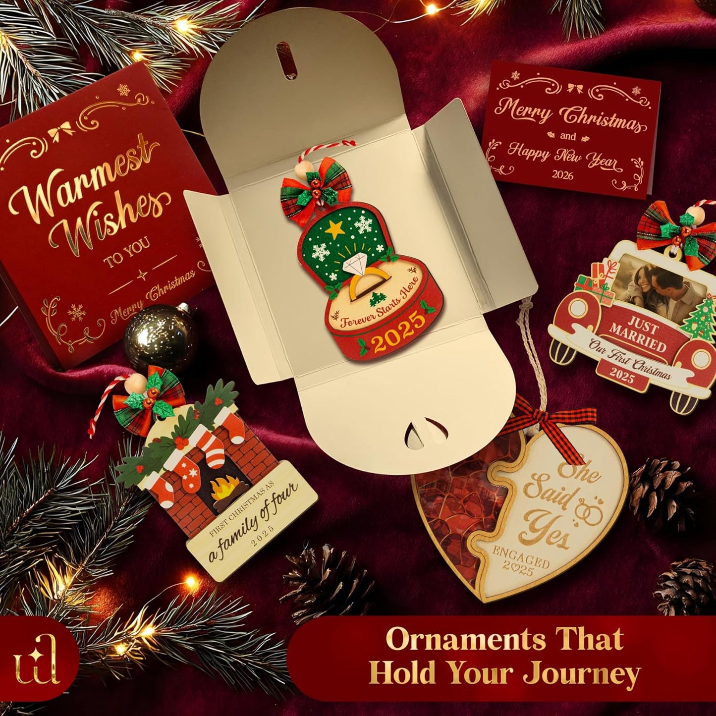 First Engagement Ornament 2025 - Just Engaged Ornament 2025 Engagement Gift for Newly Engaged Couples Fiance, Cool Bride to Be Gifts for Her, Unique Christmas Ornaments for Xmas Tree Decor