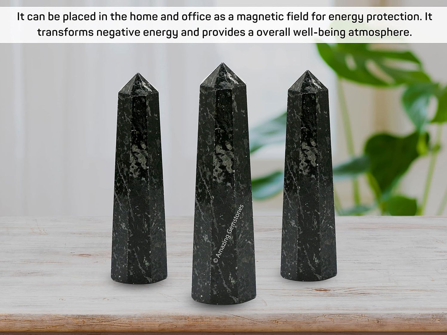 Amazing Gemstone Nuummite Crystal Towers ~ Natural Healing Crystal Point Obelisk for Reiki Healing and Crystal Grid (2 to 3 INCH)