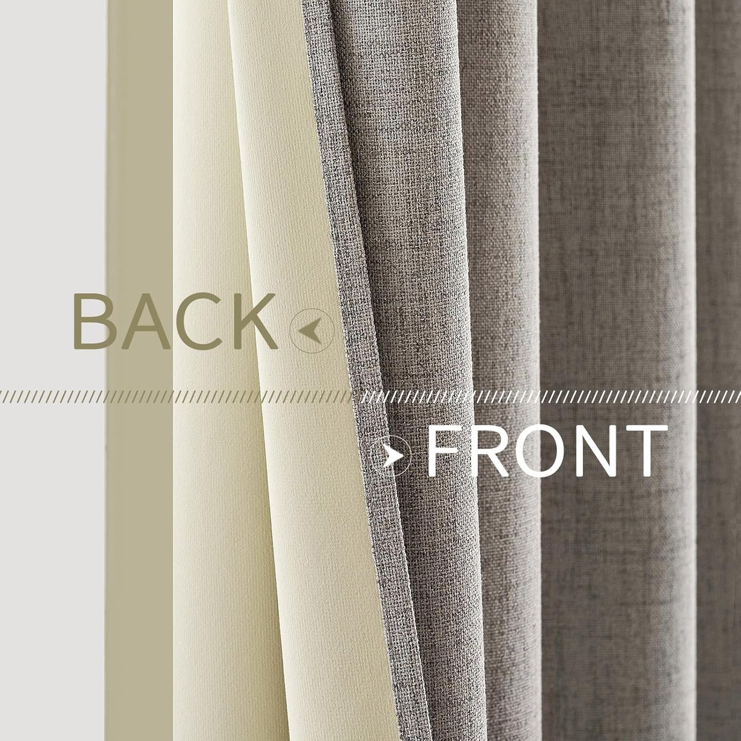 MIULEE 100% Blackout Linen Textured Curtains for Bedroom Solid Thermal Insulated Warm Taupe Grommet Room Darkening Curtains & Drapes Luxury Decor for Living Room Nursery 52 x 54 Inch (2 Panels)