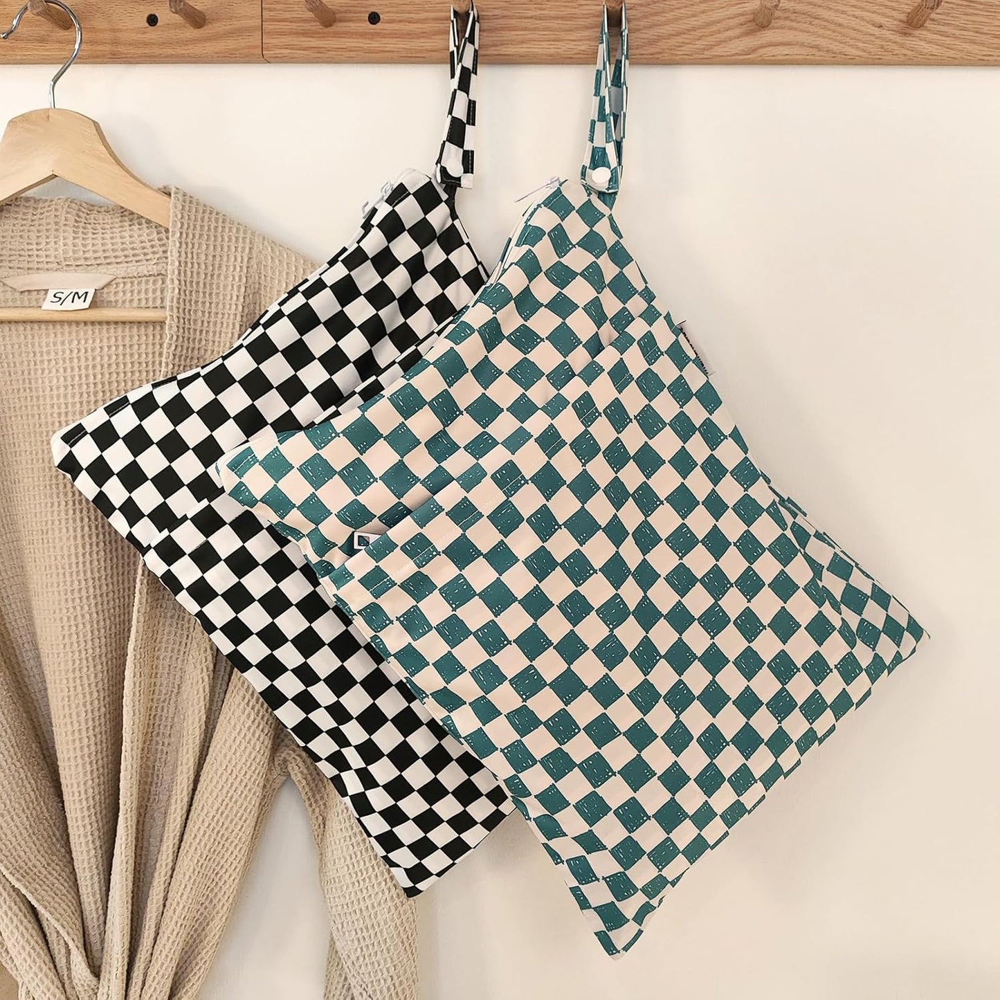 Mama Koala Waterproof Wet Dry Bags for Baby Items, Cloth Diapers, Swimsuits, Travel, Gym Clothes, Beach, Pump Parts, Toiletries, Two Zippered Pockets, 2 Pack (W021)