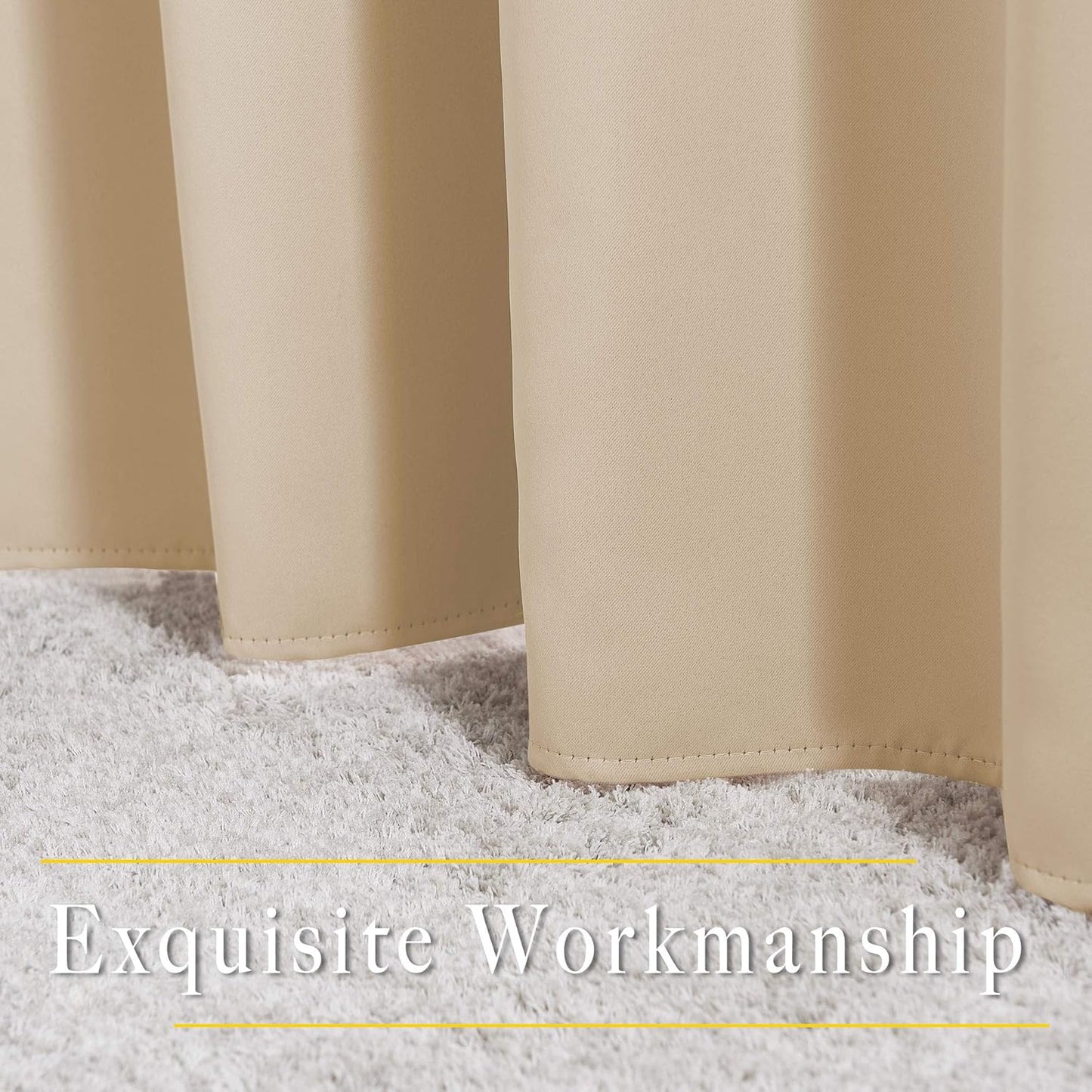 NICETOWN Bedroom Blackout Curtains and Drapes - Window Treatment Thermal Insulated Solid Grommet Blackout Drapes for Bathroom (Biscotti Beige, Set of 2, 37 by 54 Inch)