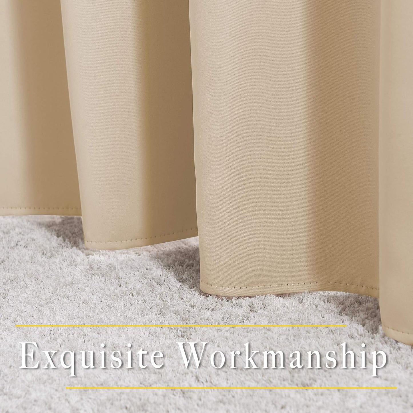 NICETOWN Room Darkening Curtains & Drapes for Room Divider - Grommet Thermal Curtains Light & Sound Reducing Window Treatments for Bedroom (W66 x L102, Biscotti Beige, 1 Pair)