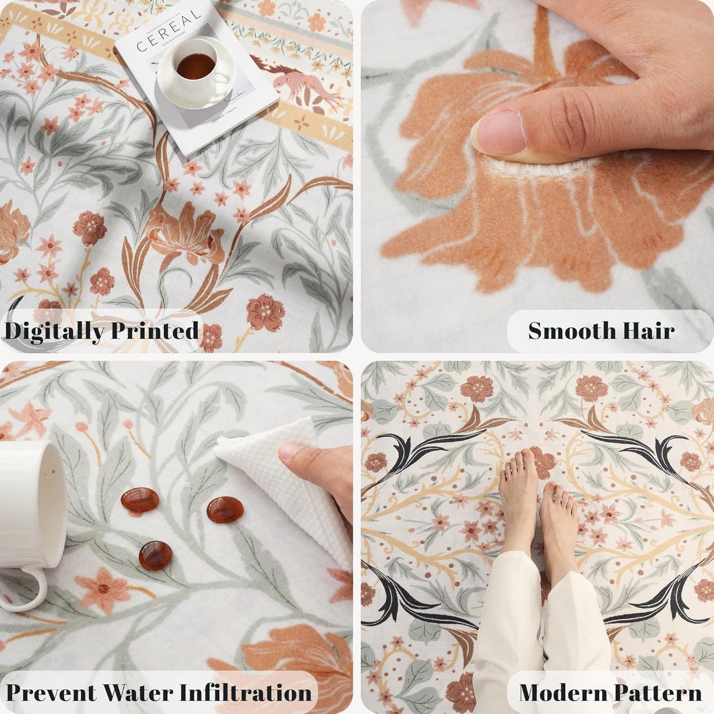 Runner Rug for Kitchen Rug Non Slip 2'x6' Washable Rugs with Rubber Backing Soft Vintage Floral Botanical Carpet Runner for Kitchen, Laundry, Bedroom, Bathroom, Yellow