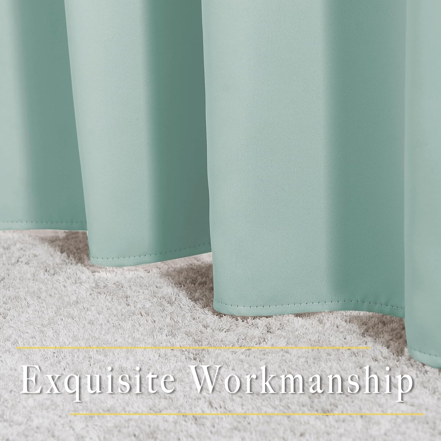 NICETOWN Insulated Curtains Blackout Draperies - Window Treatment Seafoam Green Blackout Eyelet Top Curtains/Panels for Bedroom/Living Room Window, 95 inches Long, 2 Panel Set