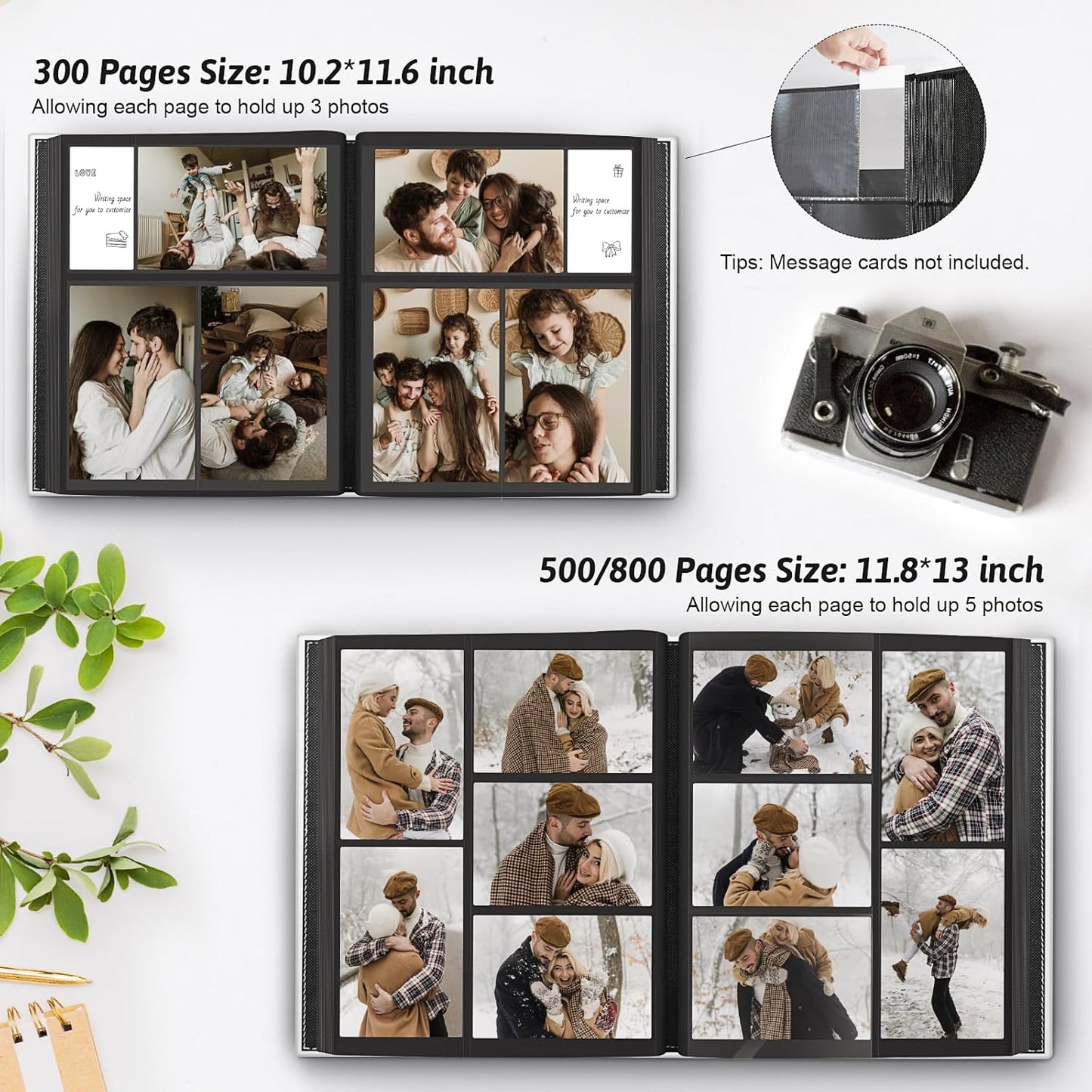 Popotop Photo Album 4x6 800 Pockets with Leather Hardcover Cover, Large Photo Album Binder Book with 80Pcs Pages for Family Travel Wedding Baby Gifts