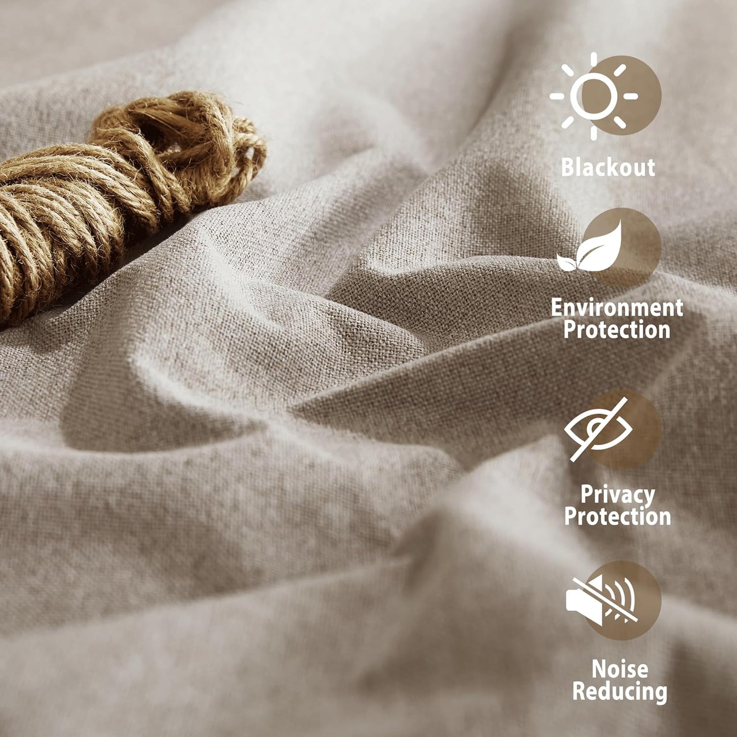 NICETOWN Linen Bedroom Full Blackout Faux Linen Curtain Panels Set of 2, 52" by 72", Thick Insulated Classic Grommet Blackout Draperies with White Thermal Insulated Liner for Windows