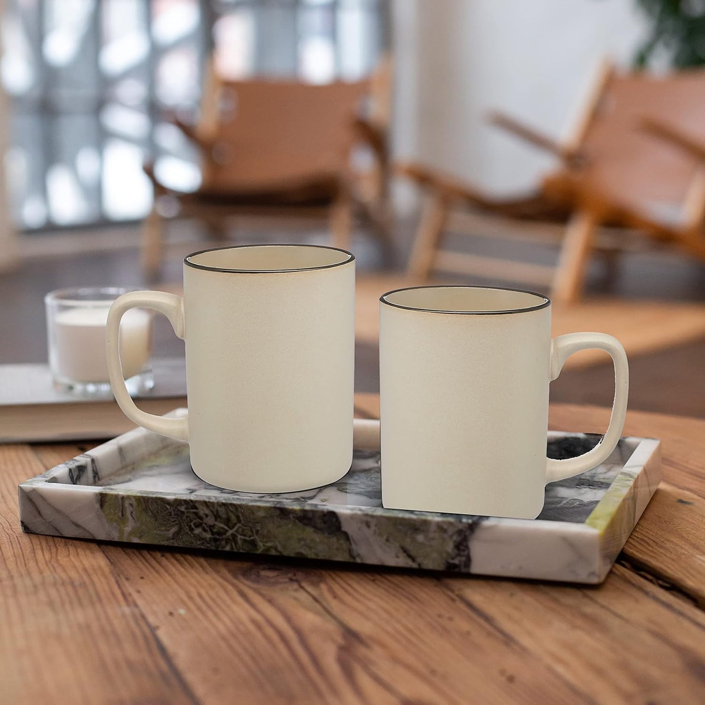 DISCOUNT PROMOS El Grande Matte Ceramic Mugs 20 oz. Set of 12, Bulk Pack - Perfect for Tea, Espresso, Cappuccino, Hot Cocoa - Beige