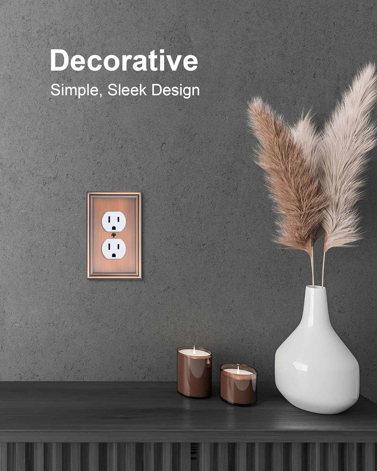 4-Pack Duplex Outlet Cover, Durable Solid Zinc Alloy Decorative Switch Plates and Outlet Covers, Antique Copper Wall Plates for Electrical Outlet, 1 Gang Receptacle Cover, Corrosion Resistant