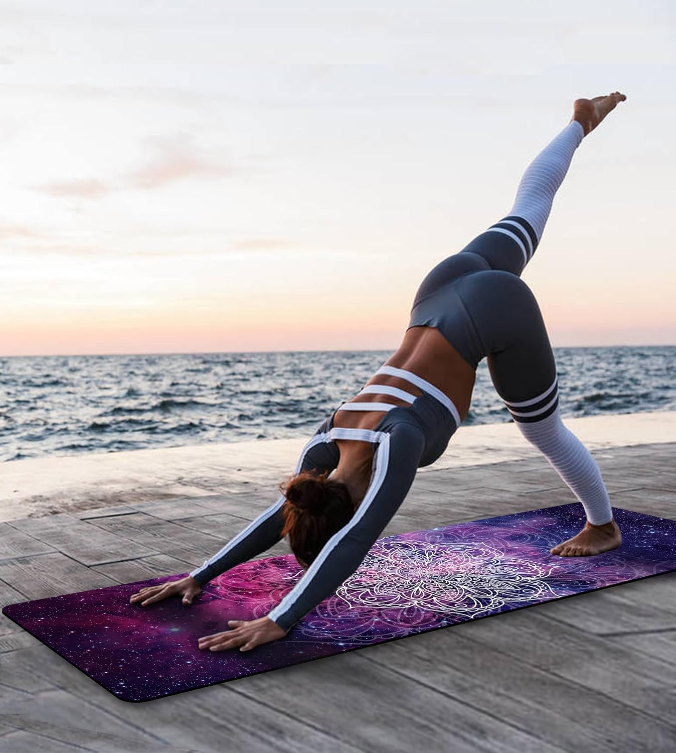 Non Slip Yoga Mat TPE Workout Mat for Men Women, Thick Workout Mat with Carrying Strap, Fitness Mats for Exercise, Yoga, Fitness, Pilates, Floor Workouts (72" x 24" x 6mm)