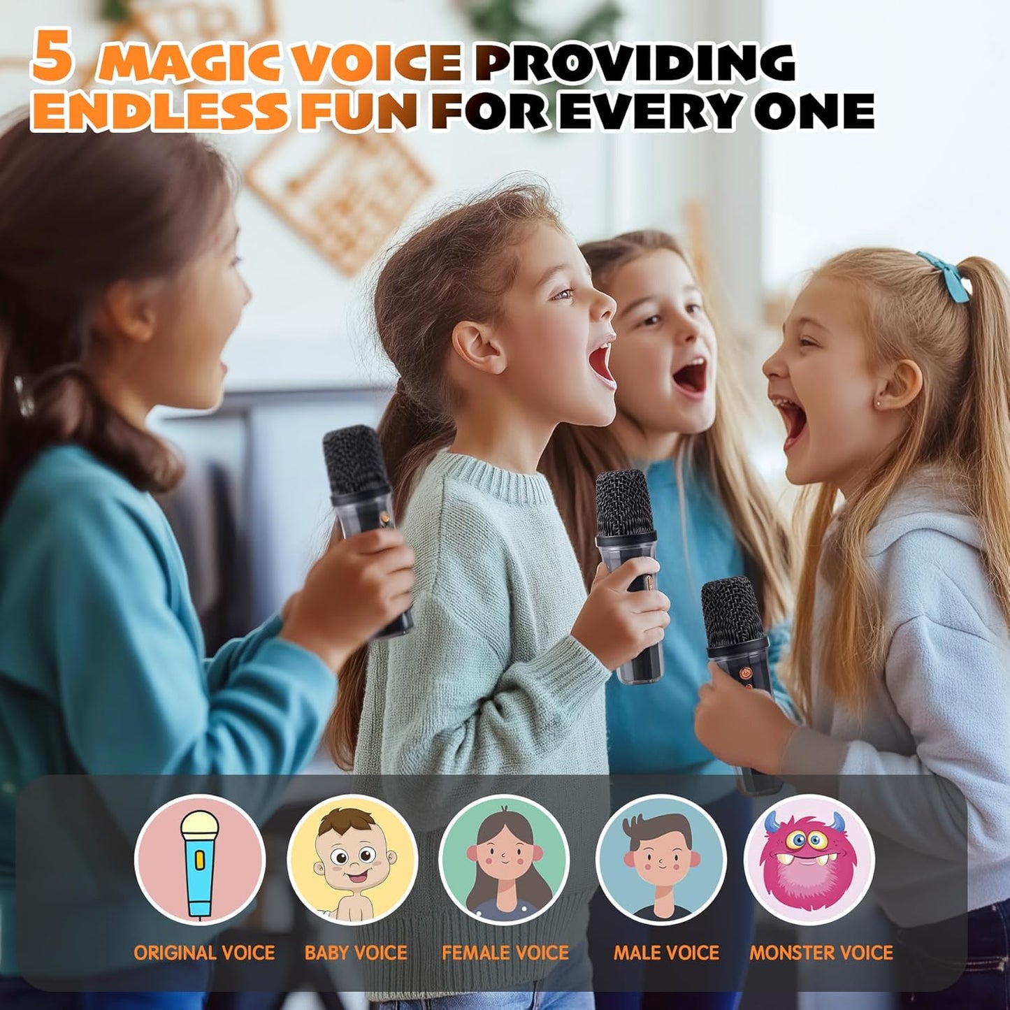 Karaoke Machine for Kids & Adults, Portable Bluetooth Mini Karaoke Speaker with 2 Wireless Microphone and Lights, Birthday Gifts for Girls & Boys, Toys for Girls, Family Home Party (Black)