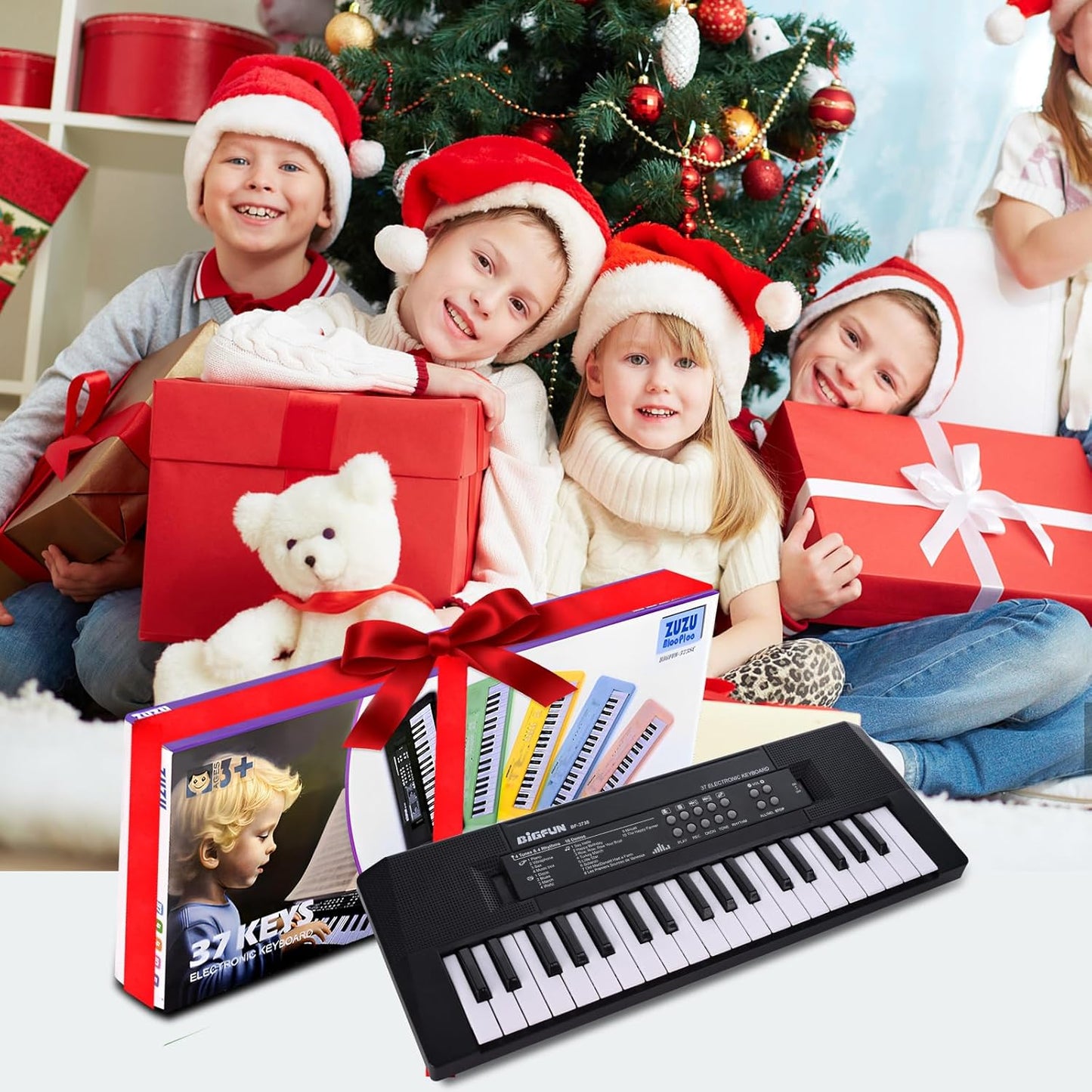 Kids Piano Keyboard, 37 Keys Portable Music Keyboard Early Learning Educational Electronic Music Piano Instrument Toys for 3 4 5 6 Year Old Boys and Girls (Black)