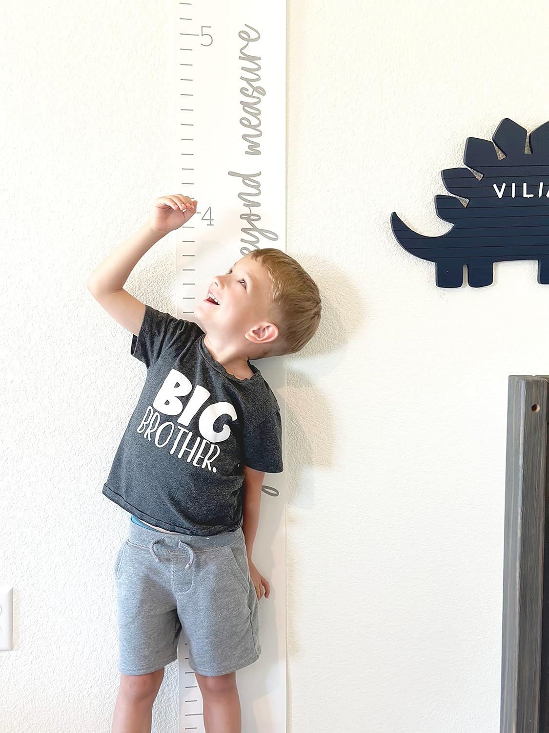 Morxy Canvas Growth Chart for Kids - Unisex Kids Room Wall Decor - Measuring Height Chart- Wall Tape with Height Chart for Kids (Canvas Loved Beyond Measure, White)