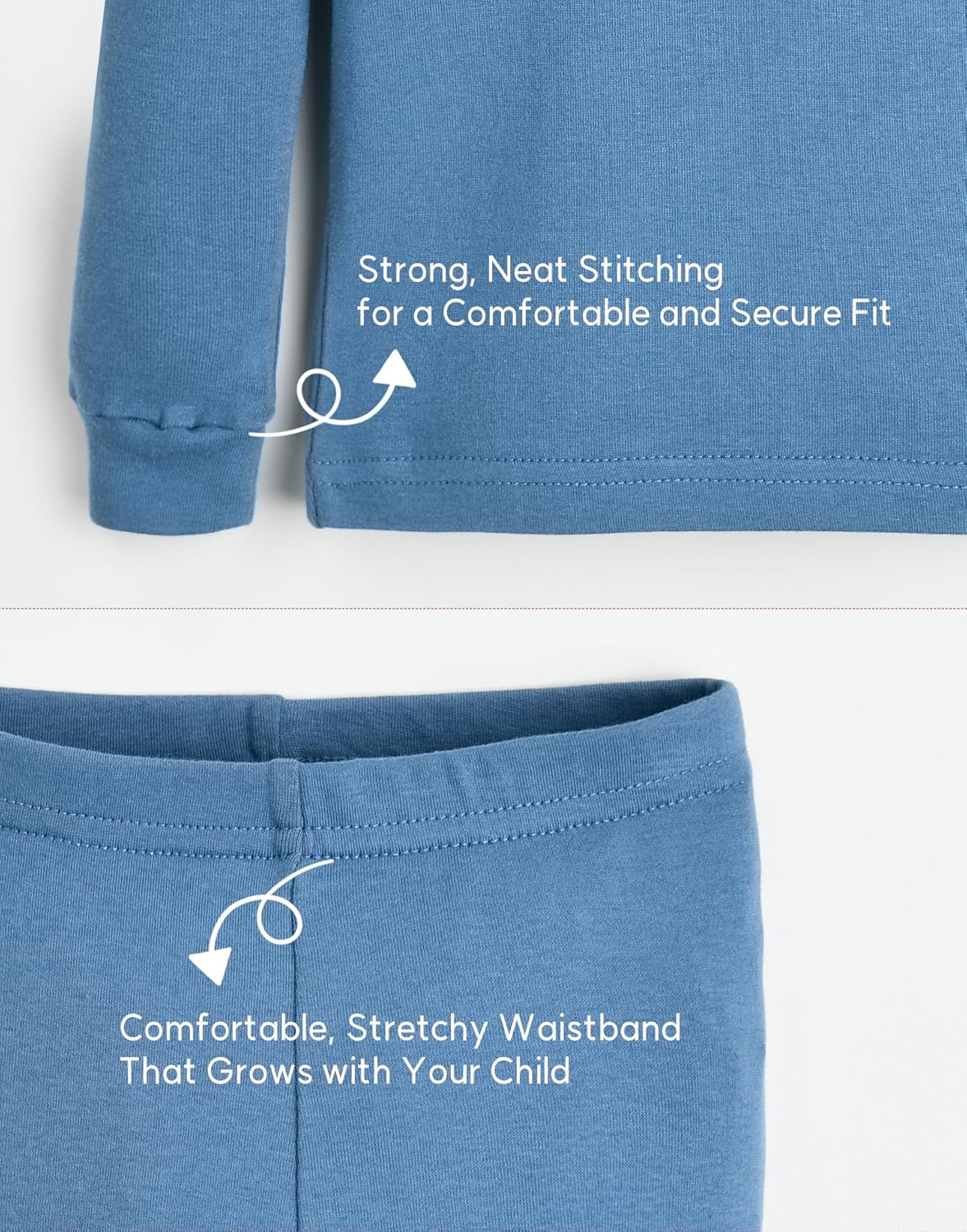 moimoln 6M-8Y Modal Cotton Solid Soft Breathable Baby Toddler Boys Girls Snug fit Pjs Long Sleeve Pajamas Set Sleepwear Daily