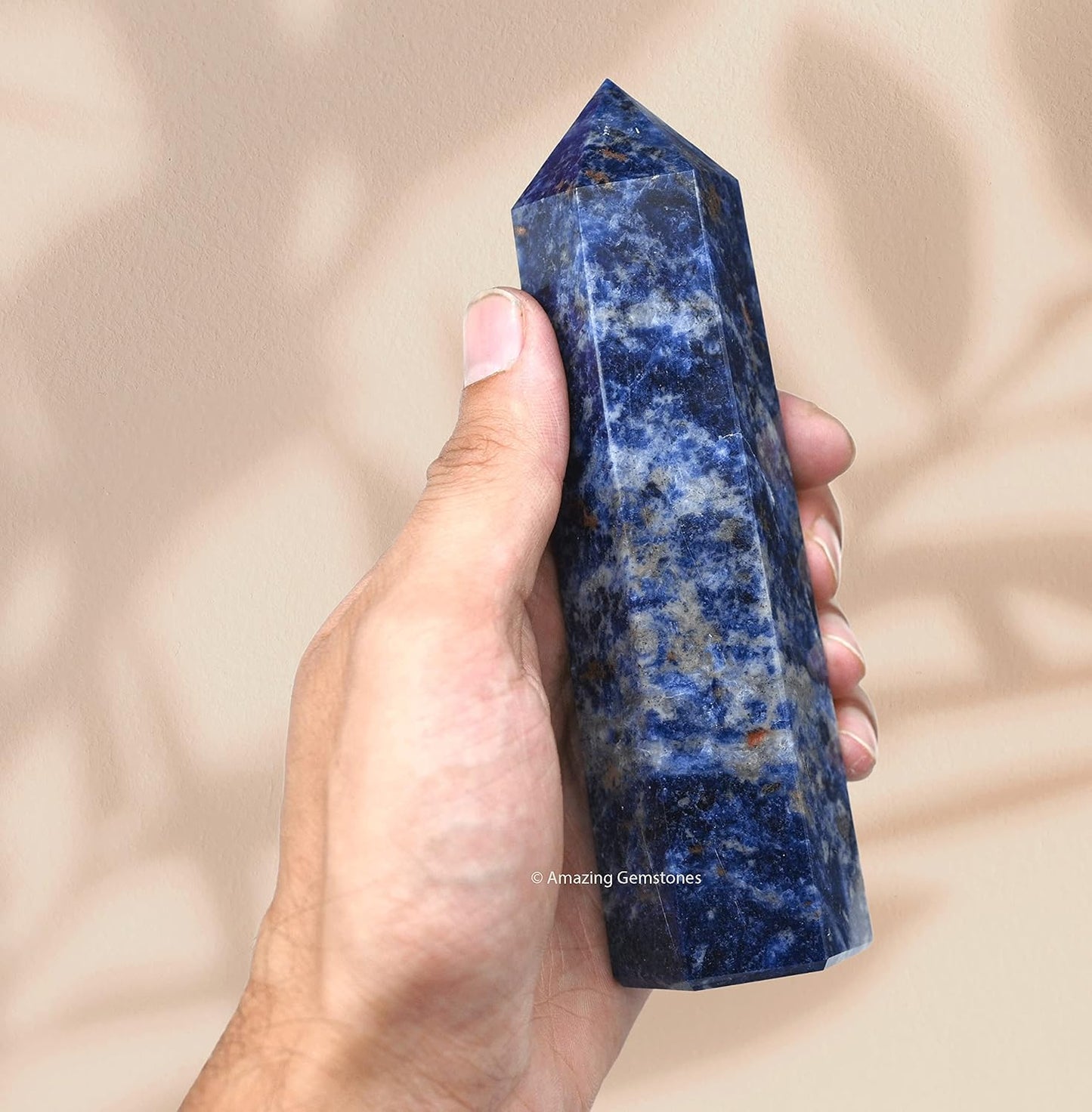 Amazing Gemstone Large Sodalite Crystal Towers ~ Natural Healing Crystal Point Obelisk for Reiki Healing and Crystal Grid (5.5 to 6 INCH)
