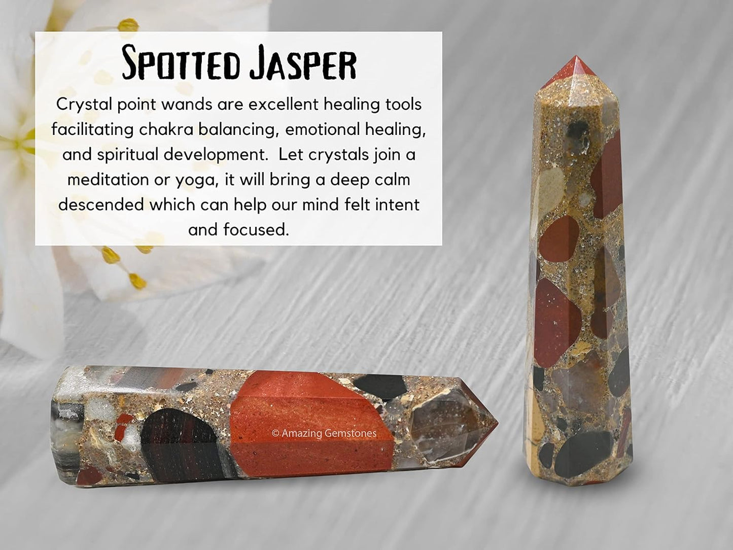 Amazing Gemstone Spotted Jasper Crystal Towers ~ Natural Healing Crystal Point Obelisk for Reiki Healing and Crystal Grid (3- Inch)