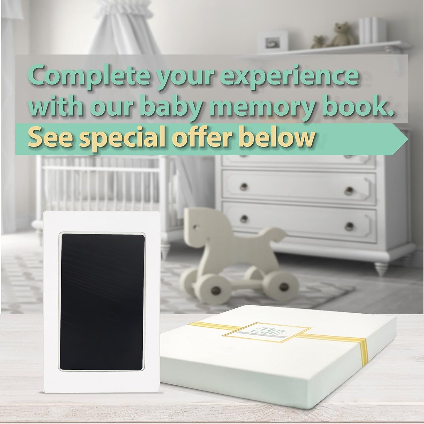 Large Clean Touch Ink Pad for Baby Handprints and Footprints – Inkless Infant Hand & Foot Stamp – Safe for Babies, Doesn’t Touch Skin – Perfect Family Memory or Gift, Black Print Kit by Tiny Gifts