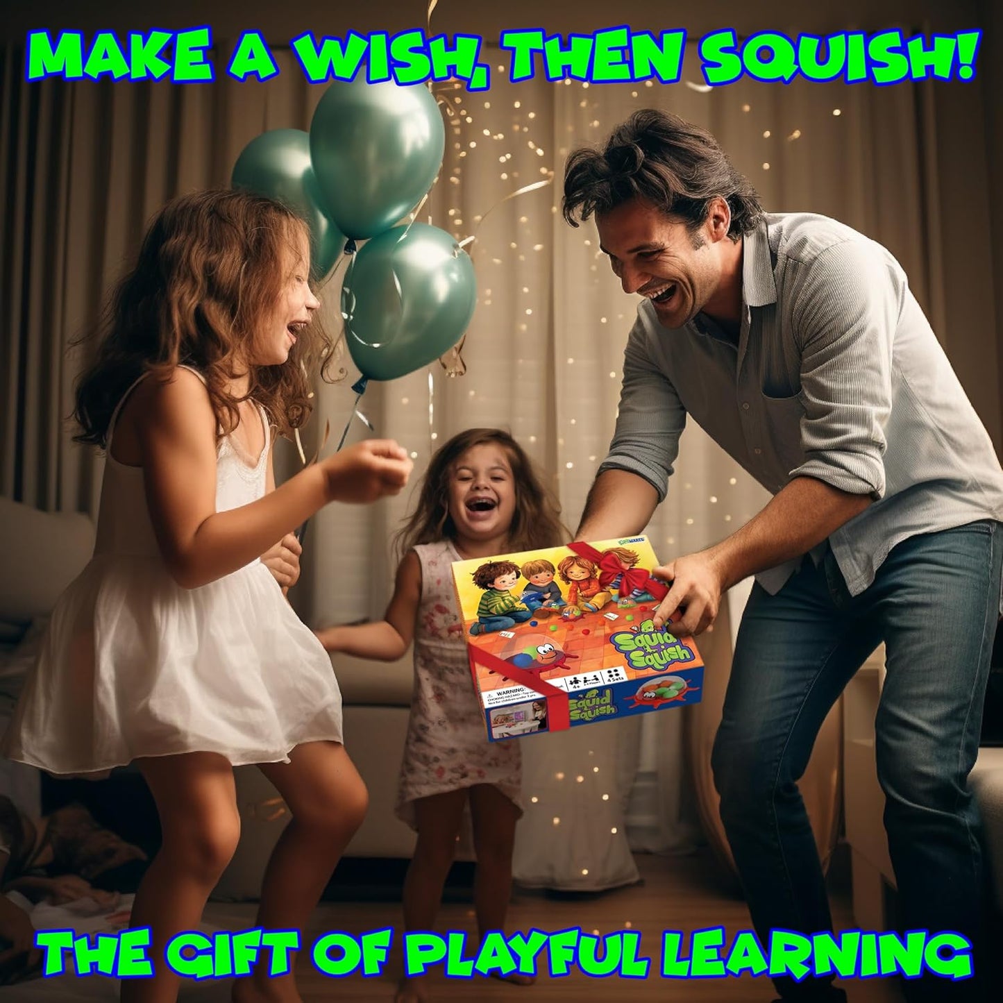 Funwares Colorful Squid Squish: Fast-Paced Floor Game for Kids, Interactive Learning, Hand-Eye Coordination, Counting and Color Game, Active Play, 2-4 Players, Ages 4-8