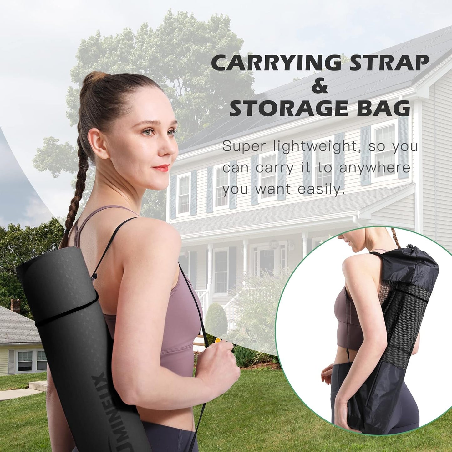 UMINEUX Yoga Mat Extra Thick 1/3'' & 2/5" Non Slip Yoga Mats for Women Eco Friendly TPE Fitness Exercise Mat with Carrying Sling & Storage Bag