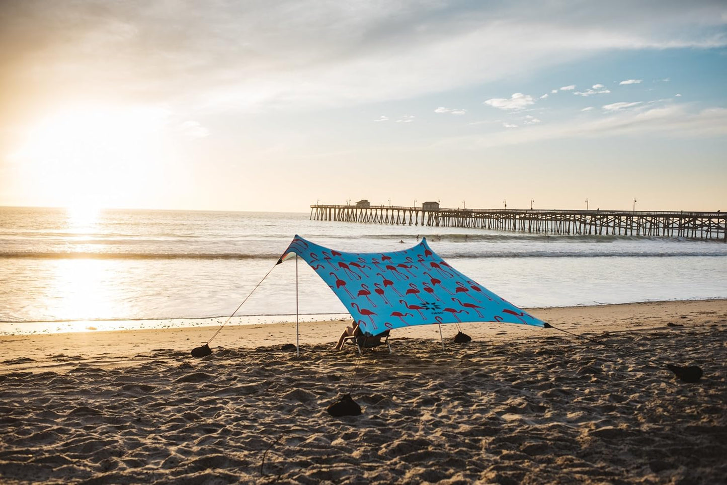 Neso Tents Beach Tent with Sand Anchor, Portable Canopy Sunshade - 7' x 7' - Patented Reinforced Corners(Flamingos)