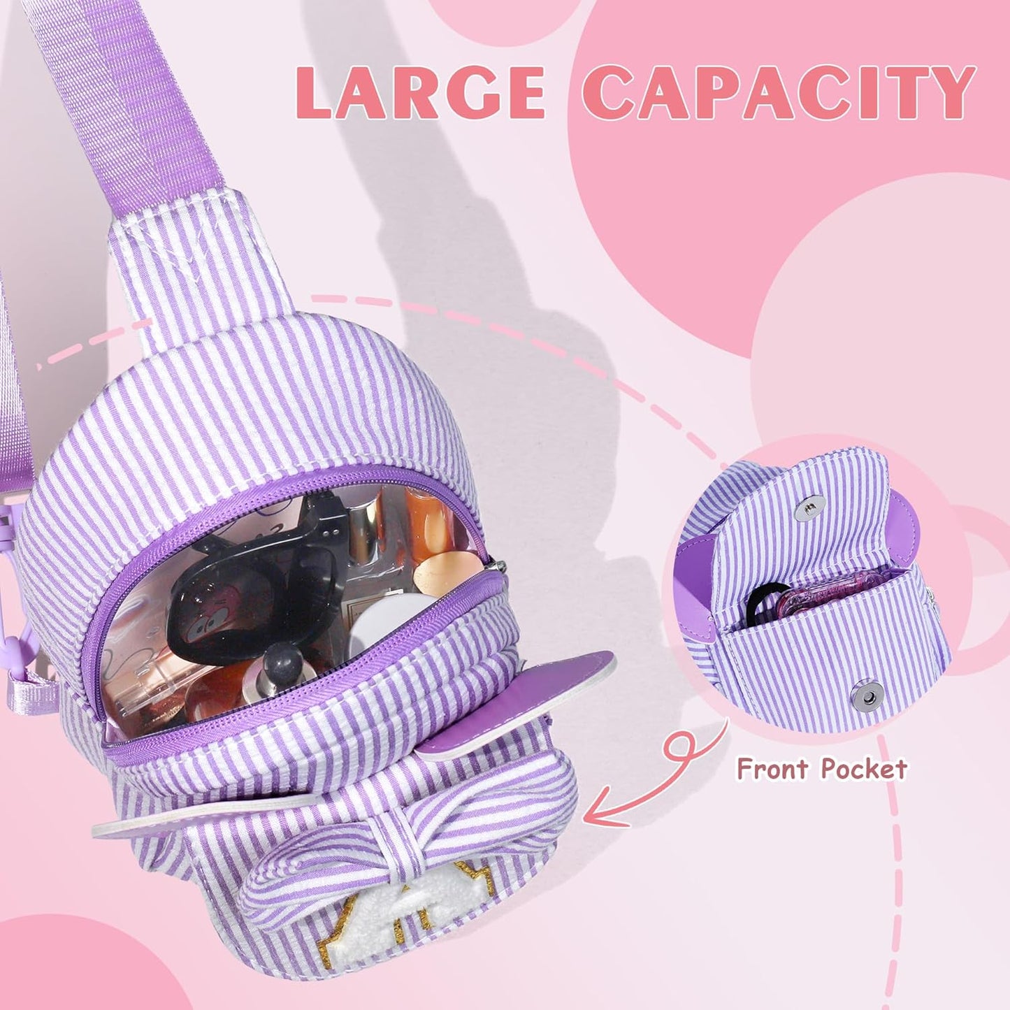 Purple Crossbody Bag, Gifts for Girl Kid, Birthday Gifts for 3 4 5 6 7 8 9 Year Old Girls Gift Ideas, Birthday Gift for Little Girl Kids, Small Initial Belt Bag (Purple P)