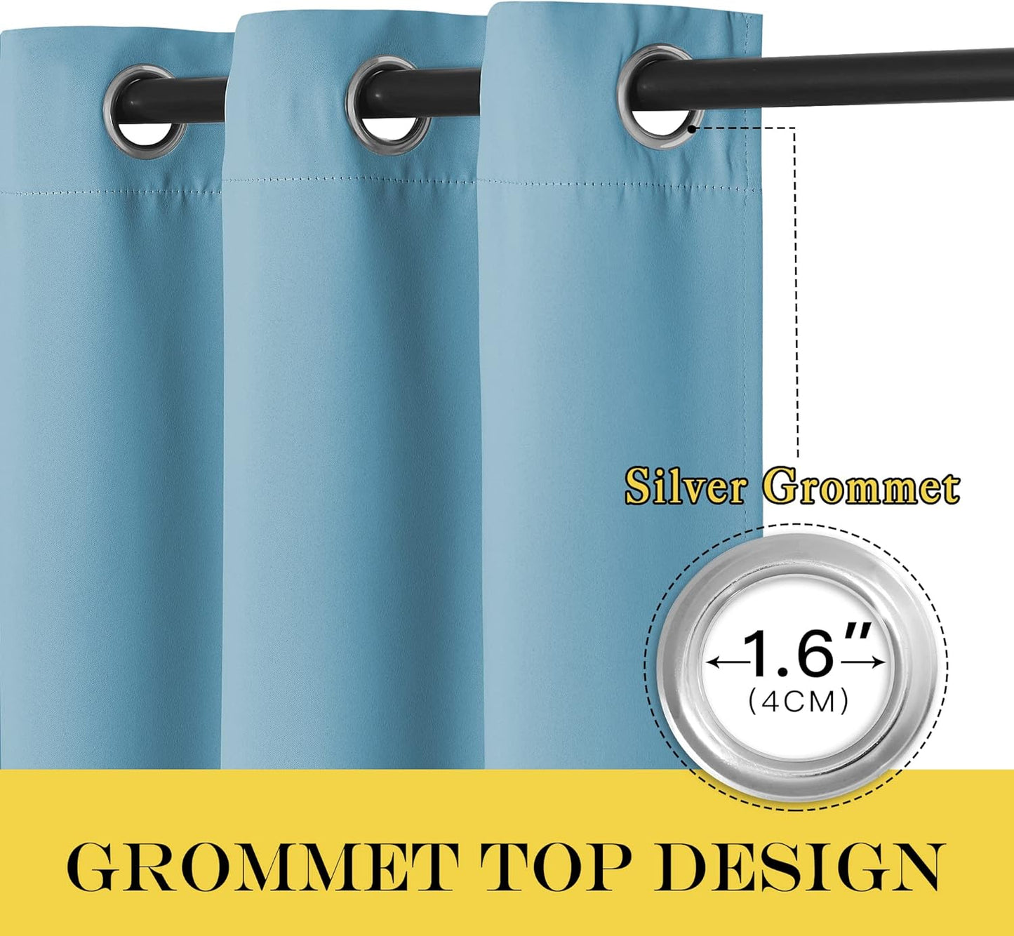 NICETOWN Window Curtains 72 inches Long, Thermal Insulated Grommet Room Darkening Window Treatments for Bedroom/Living Room, Teal Blue, Set of 2, W37 x L72