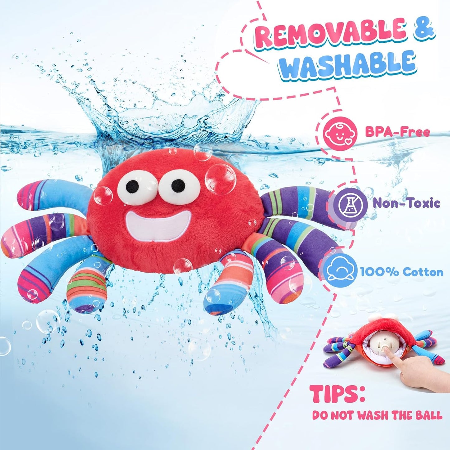 Golray Baby Crawling Toys 12-18 Months, Musical Dancing Tummy Time Red Crab with 50 Songs, Walking Moving Baby Sensory Toys, Toddlers Girls Boys Birthday Gifts for Infants 1-3 Years Old