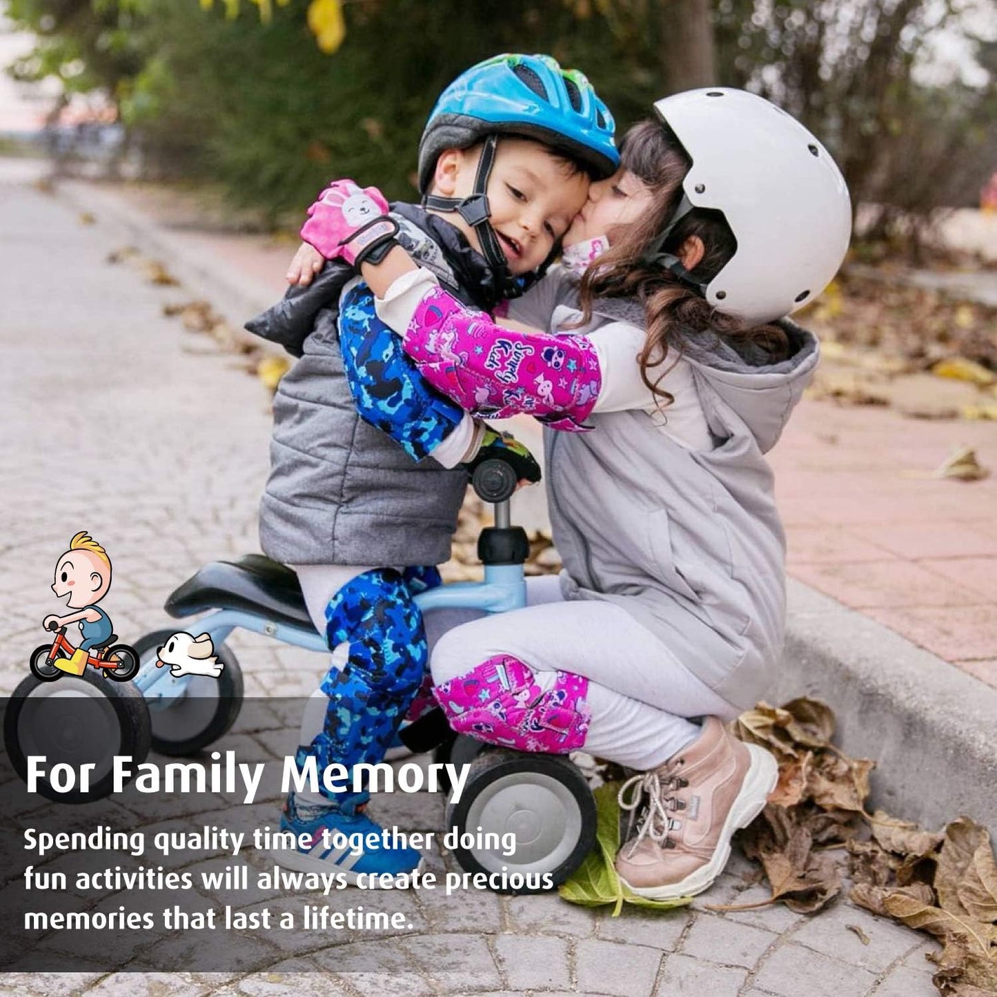 Soft-Style Kids Knee and Elbow Pads with Bike Gloves, Flexible Impact-Resistant Gear for Ages 2-11, Designed for Balance Bikes, Roller-Skating, and Skateboarding