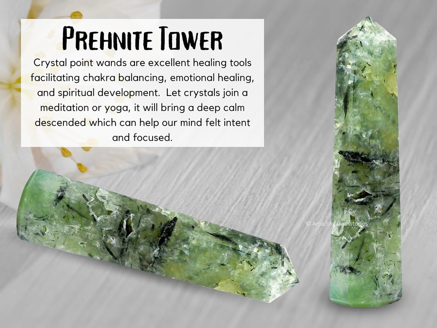 Amazing Gemstone Prehnite Crystal Towers - Natural Healing Crystal Point Obelisk for Reiki Healing and Crystal Grid (2 Inch to 3 Inch)