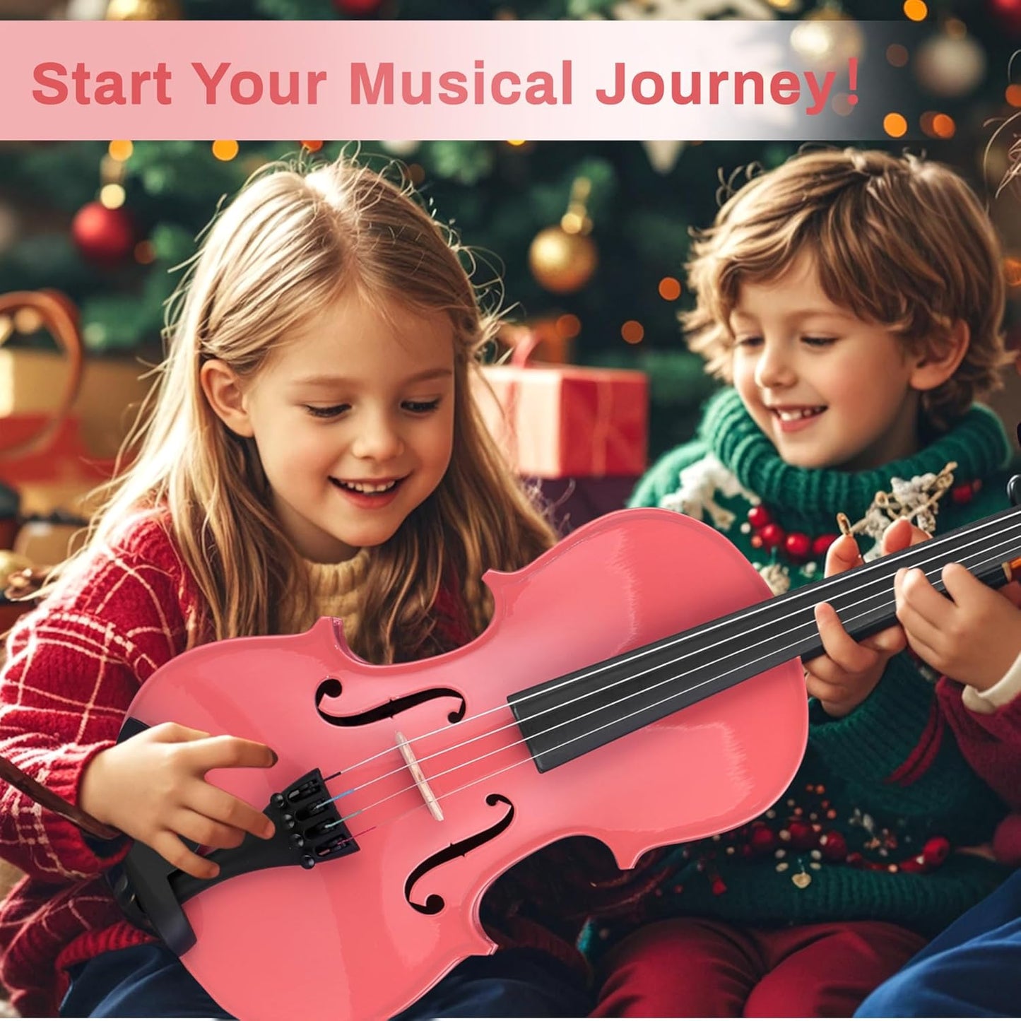Poseidon Kids Violin Beginner, 1/2 Size Violins, Pink Violin Set Include Case, Rosin, Bow, Horse Bridge, Extra Violin Strings, Shoulder Rest, Manual Instruction