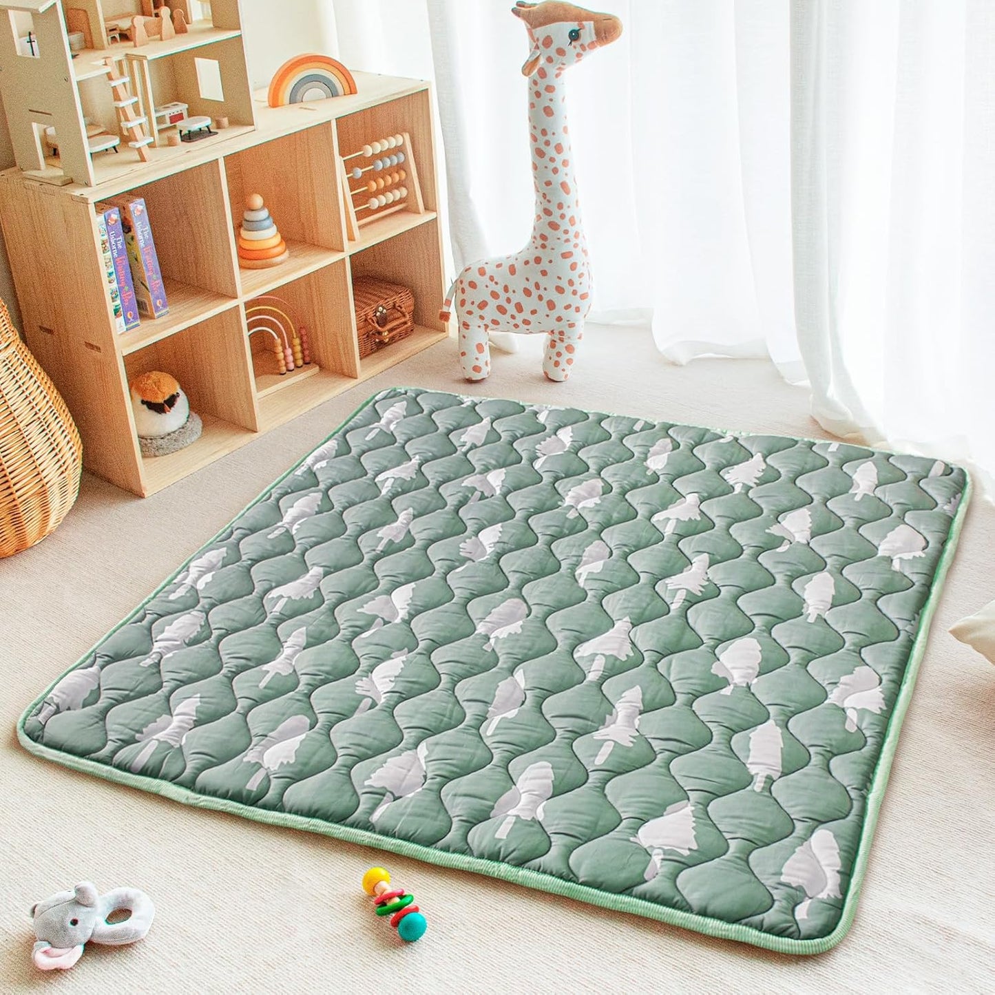 Baby Play Mat, 50x50 Playpen Mat with Super Soft Touch, Activity Mats with Upgraded Anti-Slip Bottom, Machine Washable Crawling Mats for Floor & Picnic(Trees)