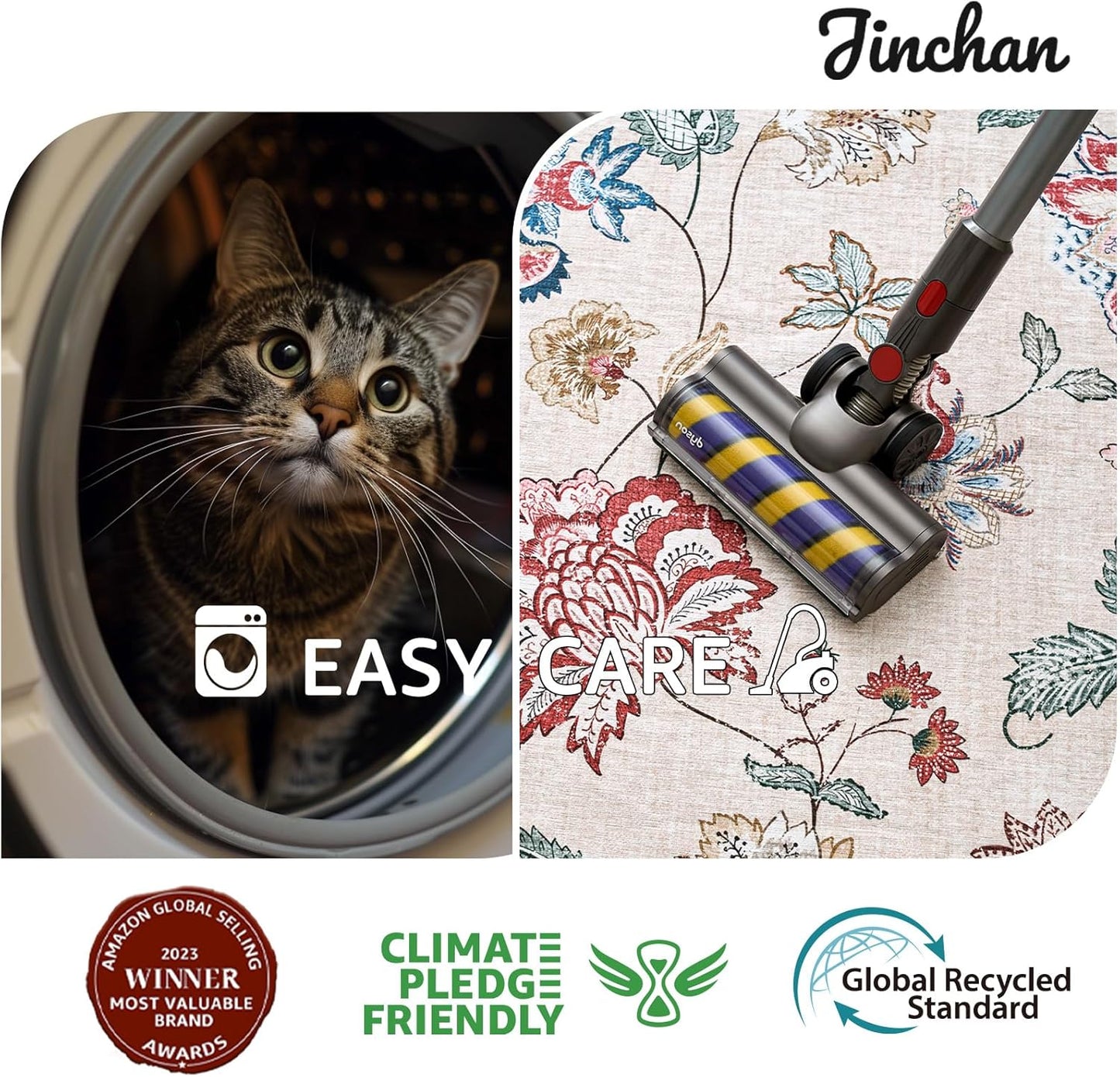 jinchan 8x10 Floral Rug for Living Room Washable Bedroom Rug Vintage Romance Design Non Slip Thin Indoor Floor Cover Large Low-Profile Throw Carpet for Dining Room Office, Red/Beige