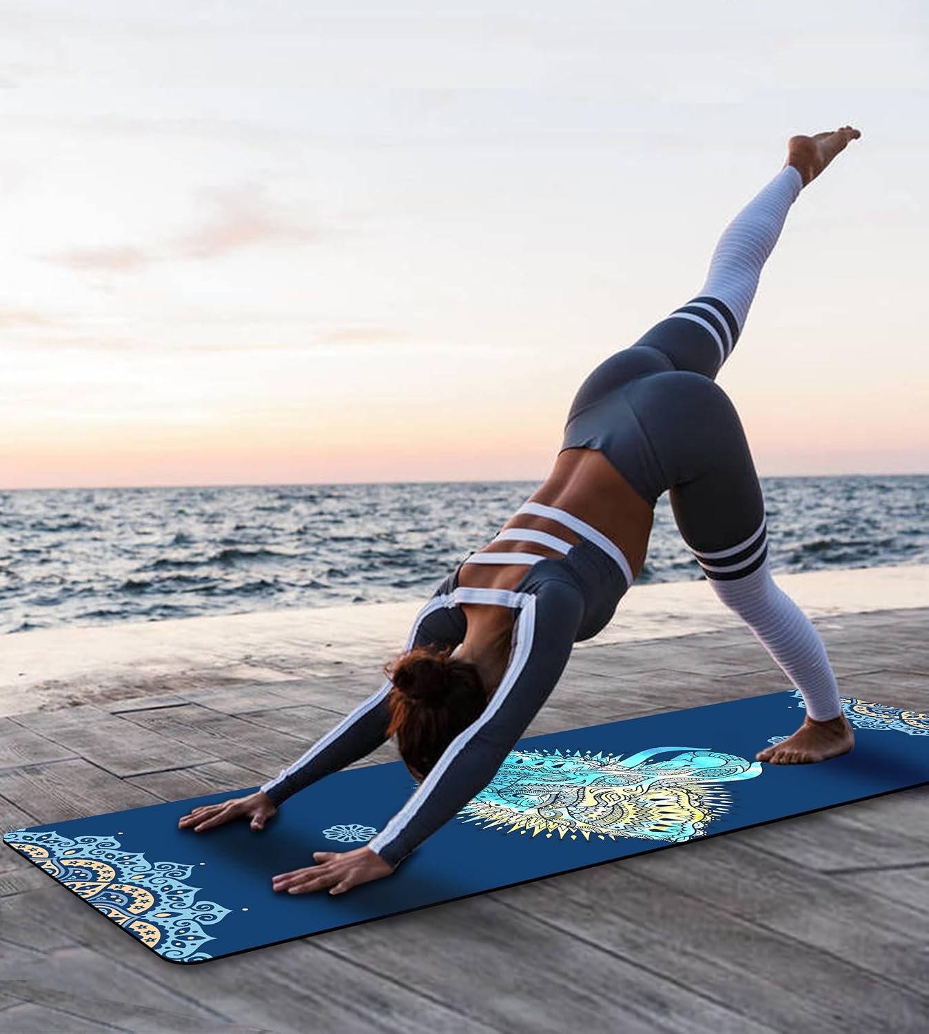 Non Slip Yoga Mat TPE Workout Mat for Men Women, Thick Workout Mat with Carrying Strap, Fitness Mats for Exercise, Yoga, Fitness, Pilates, Floor Workouts (72" x 24" x 6mm)