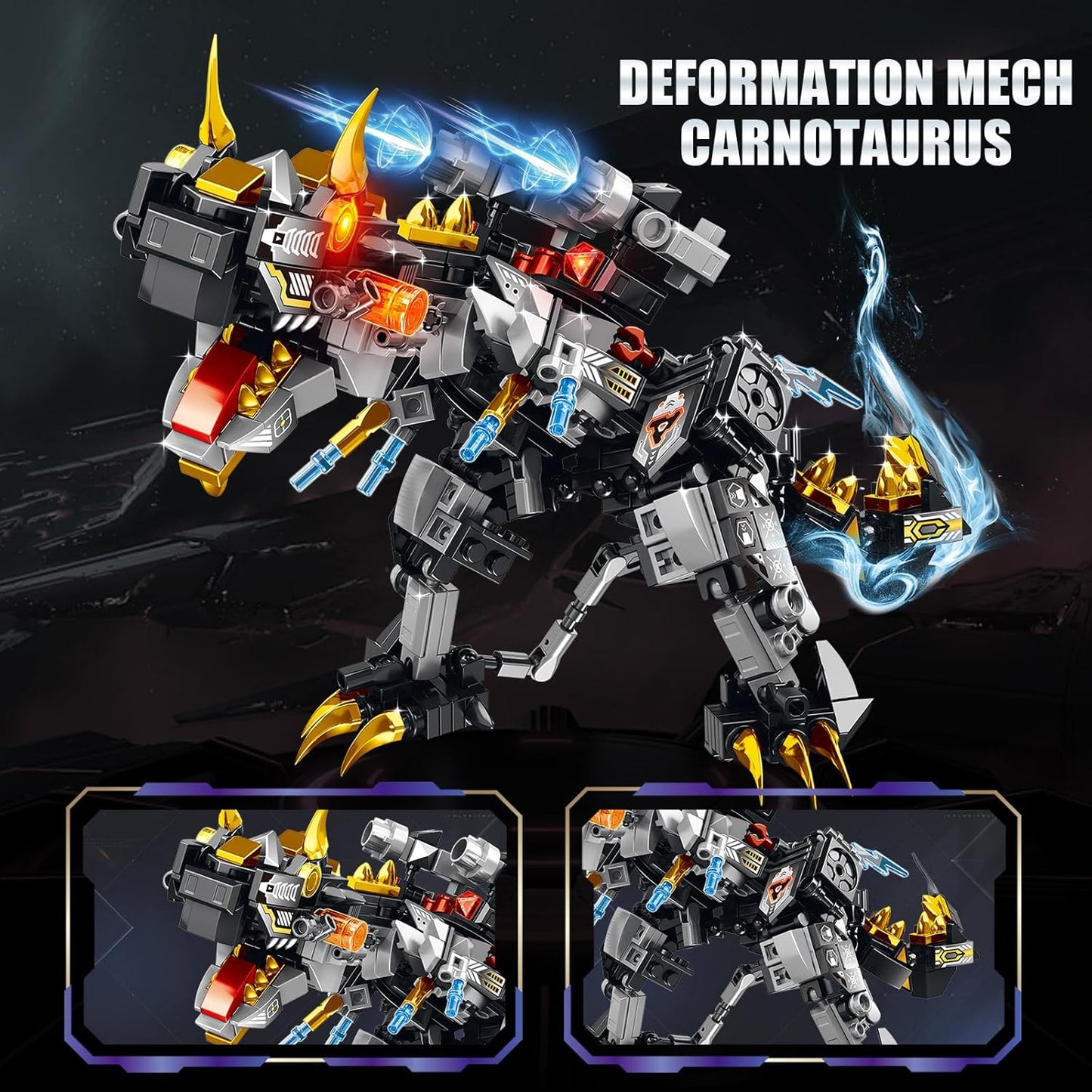 STEM 2 in 1 Carnotaurus Dinosaur Building Kits, Compatible with Dinosaur Set, Transforming Mech Robot Building Sets for Adults, Educational Gift Toy for Kids Boys 6-10 (507 PCS)