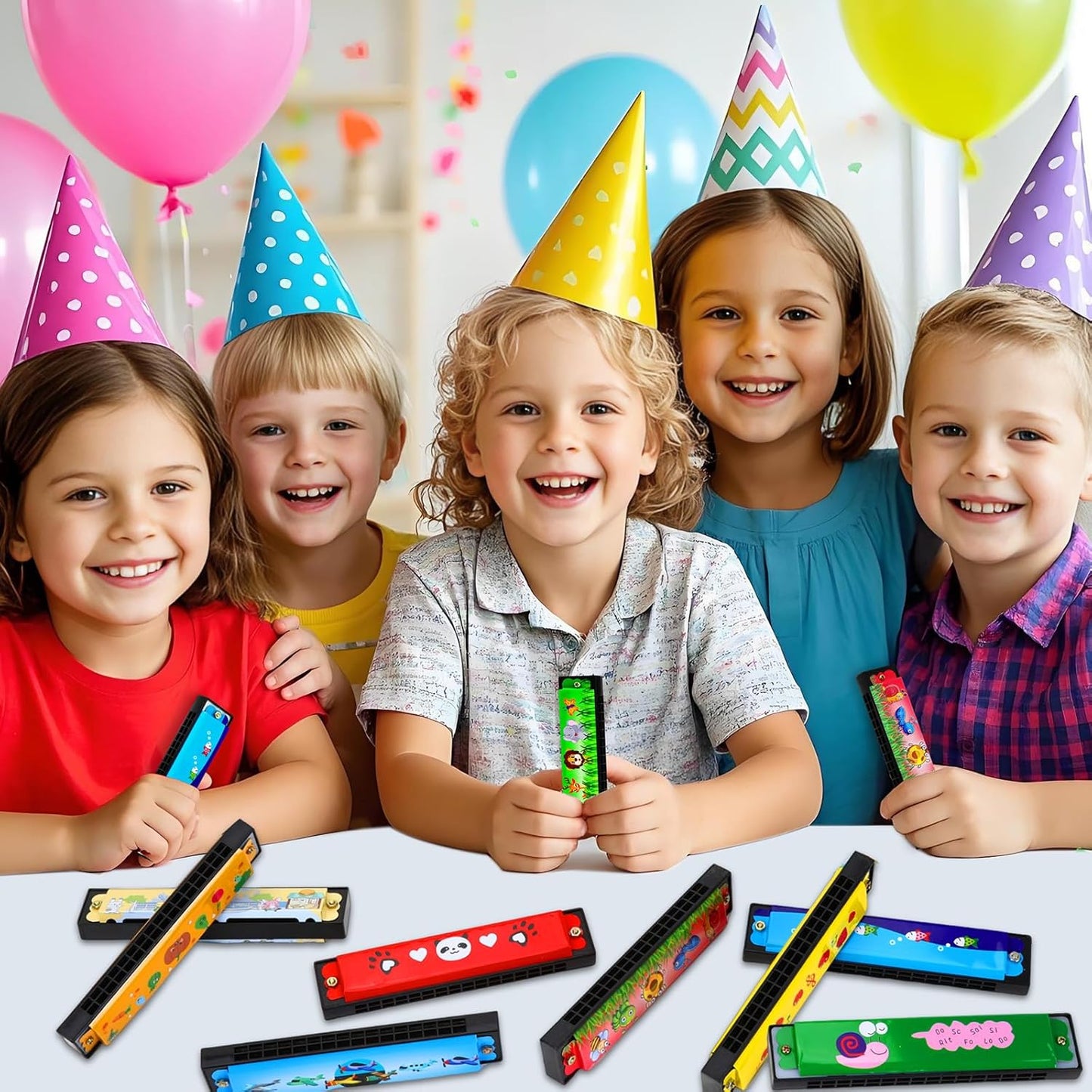 UPINS Harmonica,16 Holes Cartoon Musical Instrument,Beginners Harmonica for Musical Party for Music Class(12 Styles)