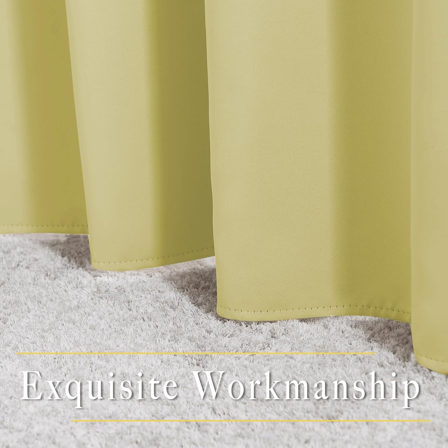 NICETOWN Room Darkening Curtains 66 inches Long, Grommet Window Treatment Energy Saving Thermal Drapes Room Darkening for Living Room/Bedroom, 2 Panels, W66 x L66, Paler Yellow