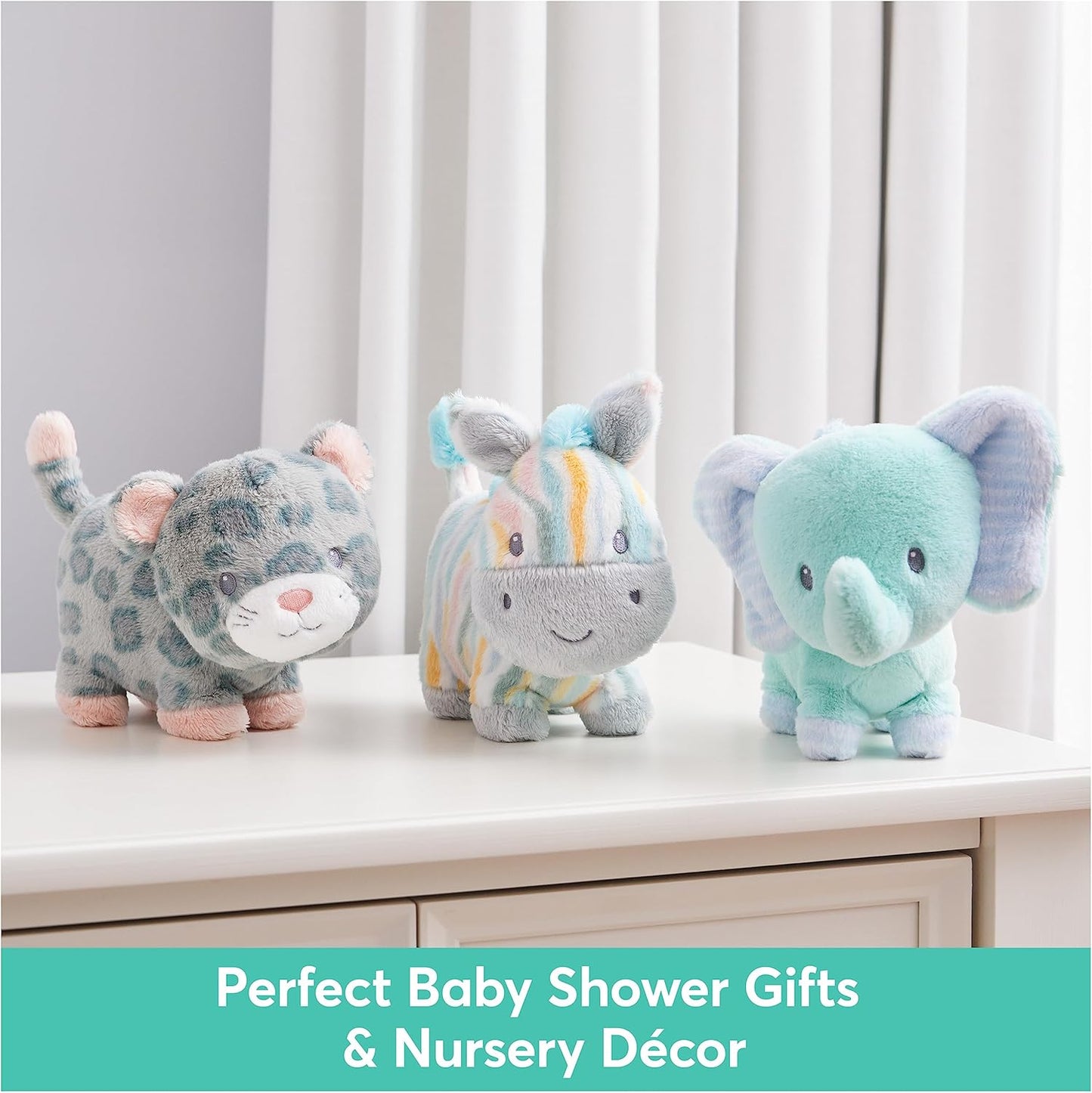 GUND Baby Safari Friends Collection Plush Leopard with Chime, Sensory Toy Stuffed Animal for Babies and Newborns, Gray/Pink, 7"