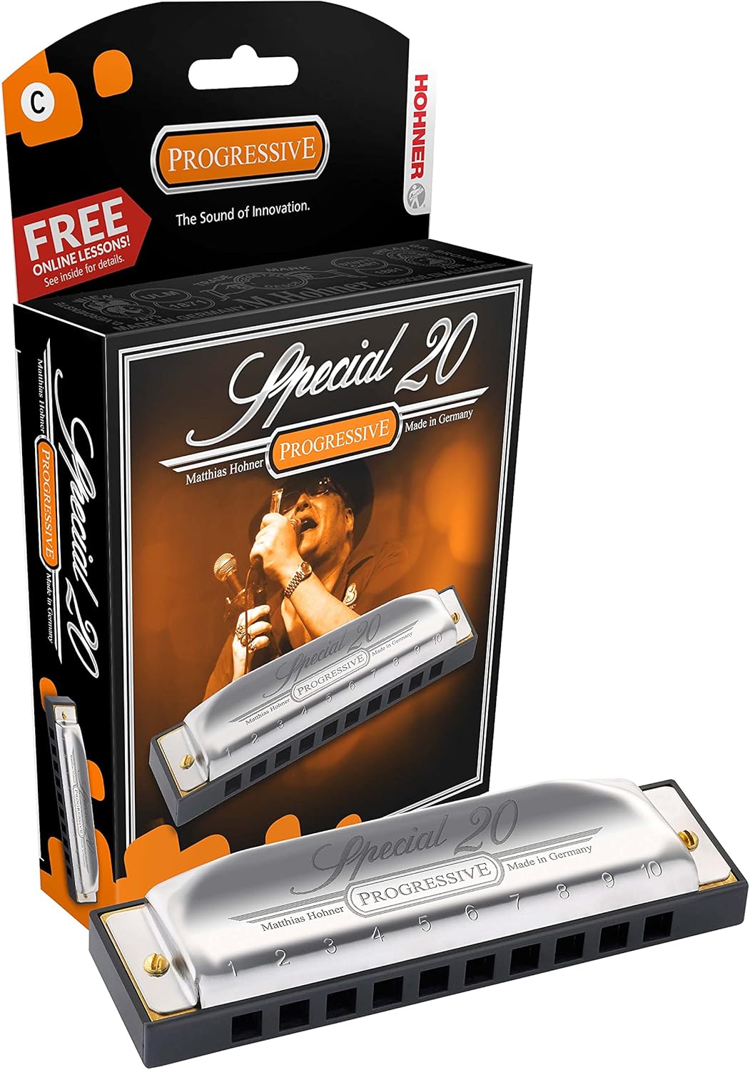 Hohner Special 20 Harmonica - Key of F Bundle with Case, Pouch, Online Manual, and Austin Bazaar Polishing Cloth