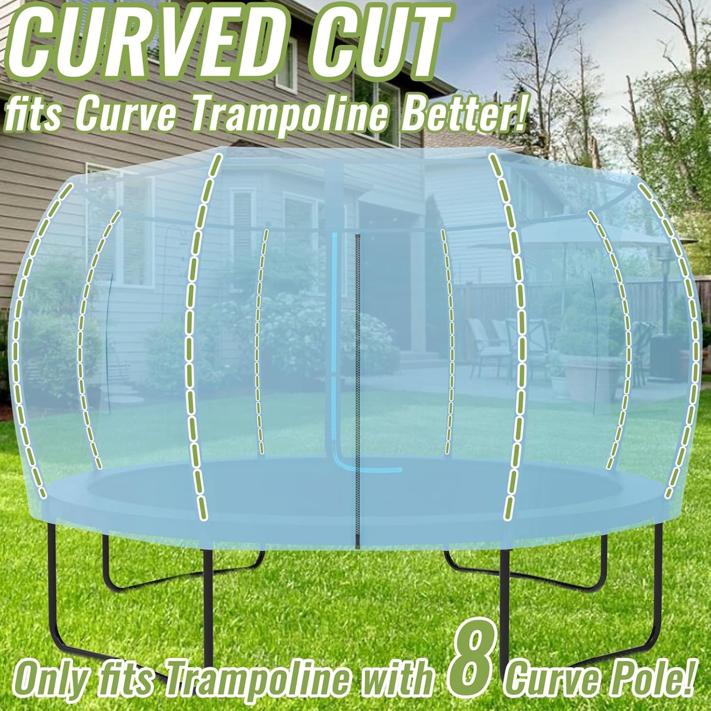 Gardenature 10FT/12FT/14FT Trampoline Tent(Tent Only), Fit Round Trampolines, Shade Cover with LED Light, Outdoor Trampolien Accessories, Anti-Tear, Beige