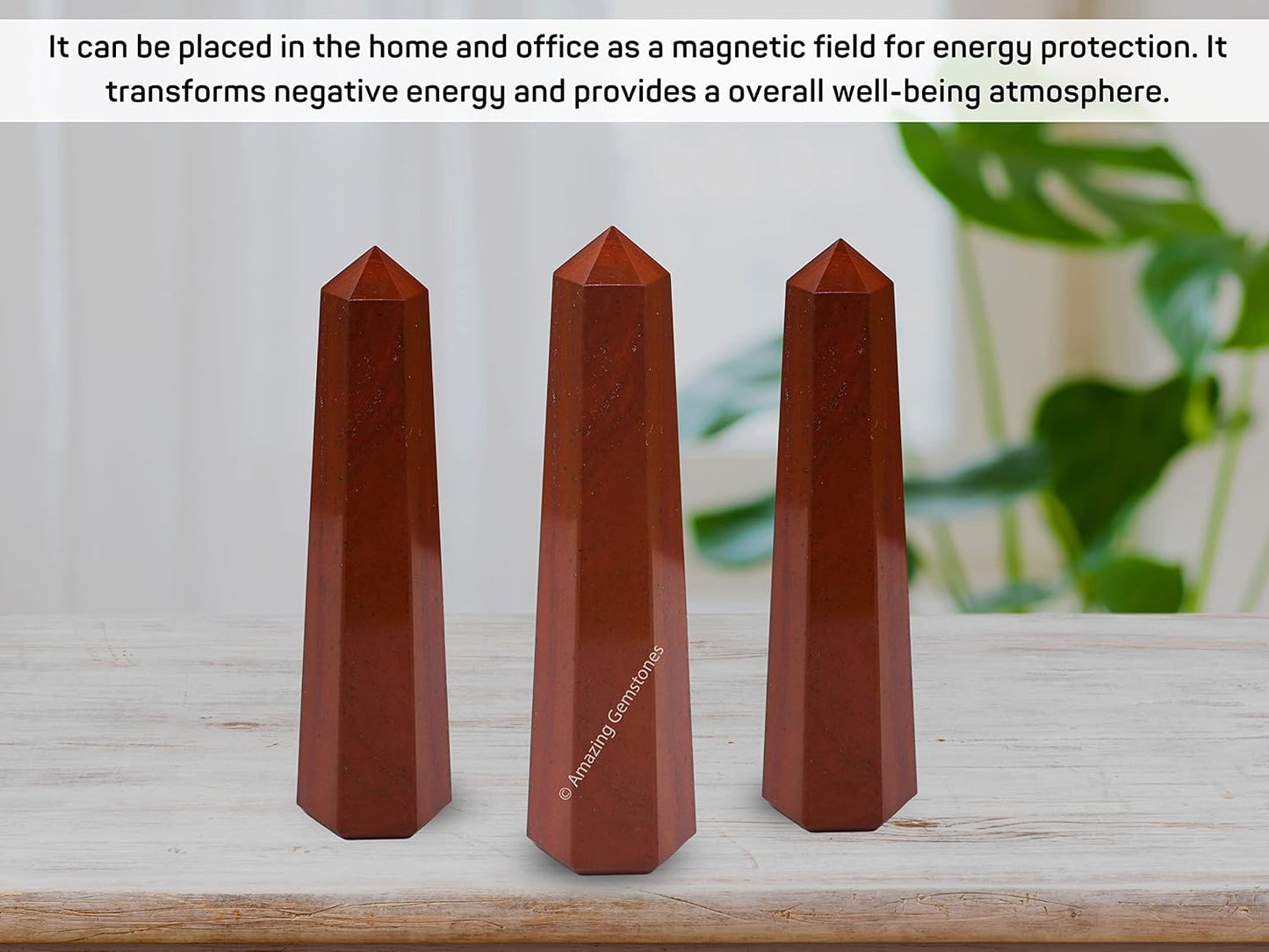 Amazing Gemstone Red Jasper Crystal Towers - Natural Healing Crystal Point Obelisk for Reiki Healing and Crystal Grid (3 Inch)