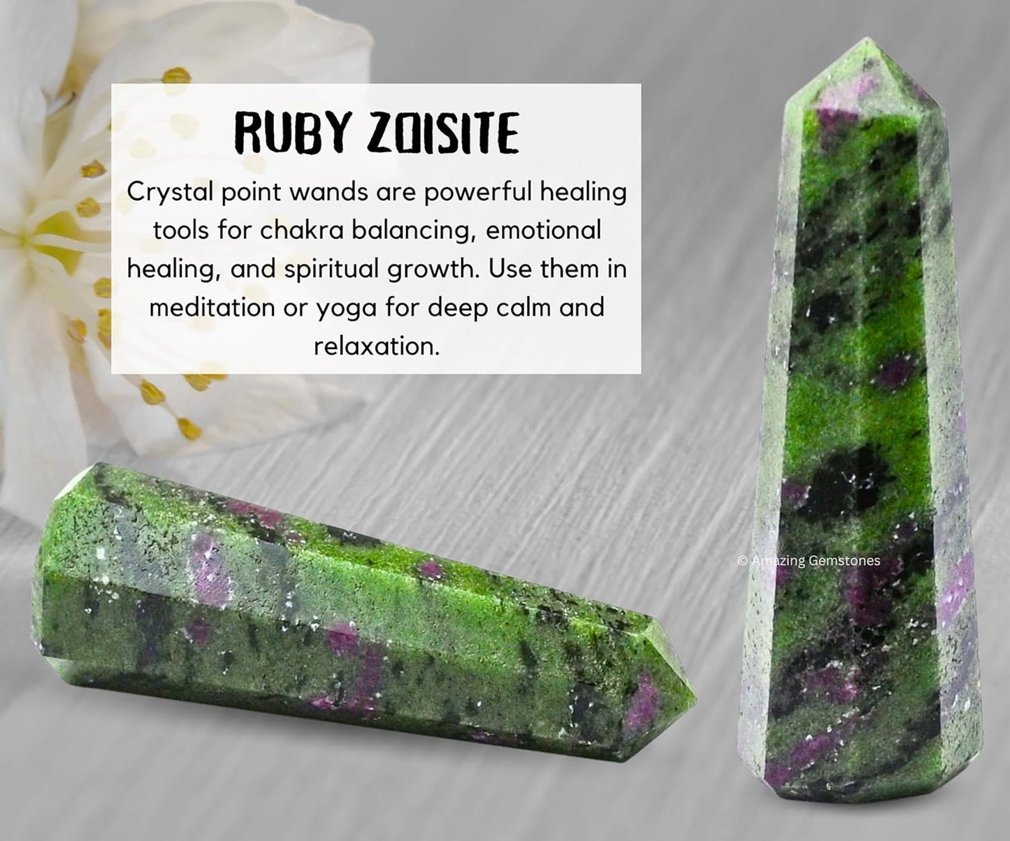 Amazing Gemstone Ruby Zoisite Crystal Towers - Natural Healing Crystal Point Obelisk for Reiki Healing and Crystal Grid (3 Inch to 4 Inch)