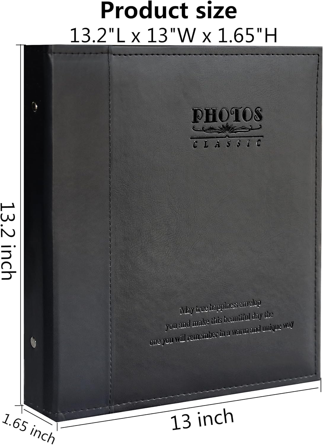 Magnetic Self-Stick Page Photo Album, Family Album, Leather Cover, Hand Made DIY Albums Holds 3x5, 4x6, 5x7, 6x8,8x10 Photos (Black, Large)