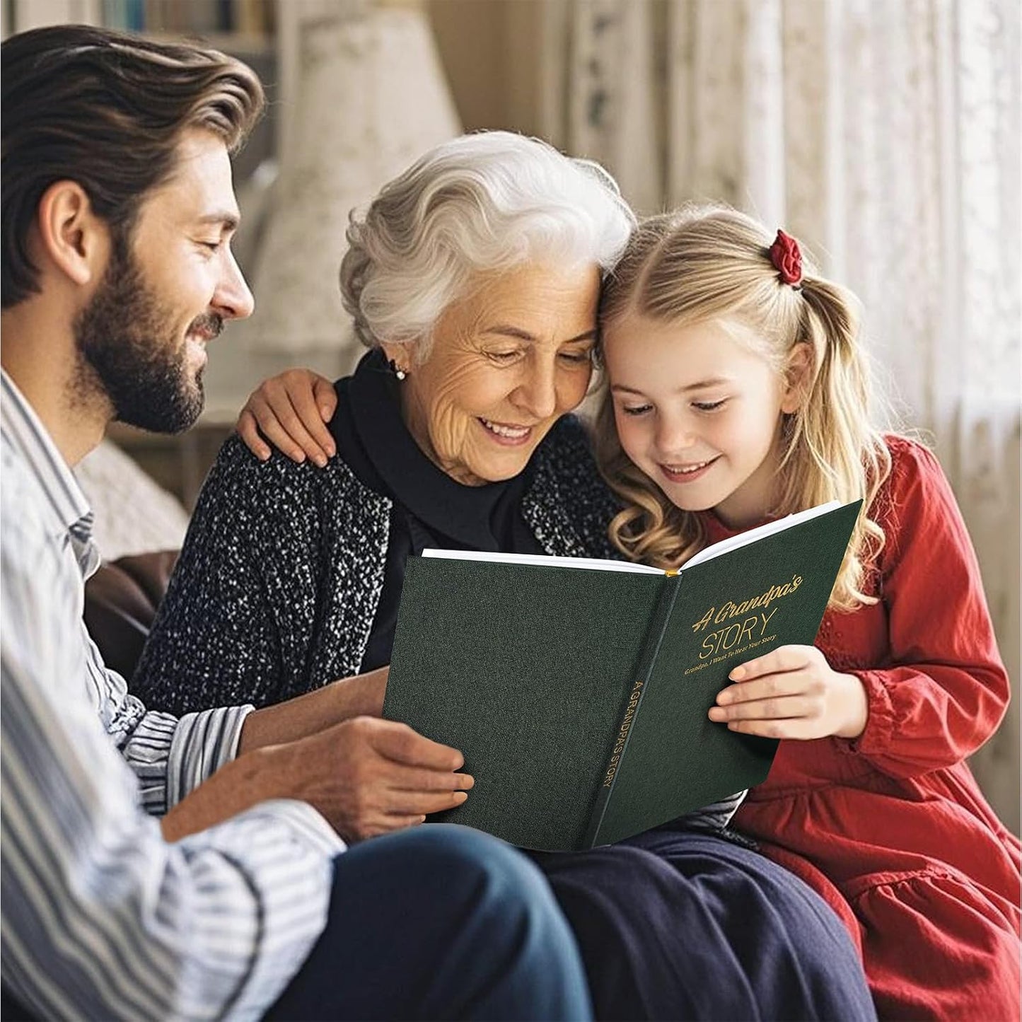 Artmag Grandma's Life Story Journal Family Keepsake Book Linen Hardcover for Grandma to Share Her Memories, with 250+ Prompt Questions Gift for Birthday Mother's Day Christmas (Dark Green)