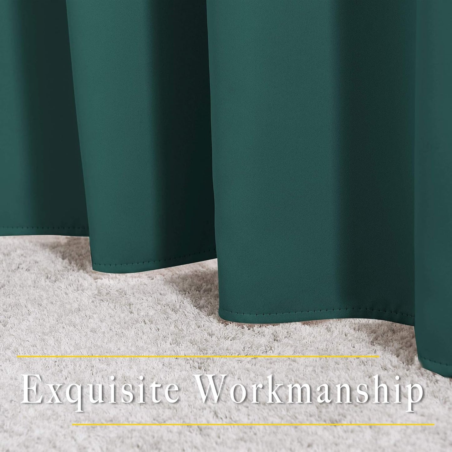 NICETOWN Blackout Hunter Green Curtains 84 inches Long, Grommet Room Darkening Thermal Insulated Sound Dampening Window Treatments for Bedroom/Home Office, 2 Panels, W46 x L84