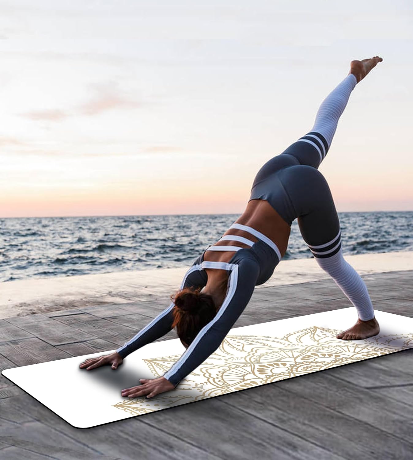 Non Slip Yoga Mat TPE Workout Mat for Men Women, Thick Workout Mat with Carrying Strap, Fitness Mats for Exercise, Yoga, Fitness, Pilates, Floor Workouts (72" x 24" x 6mm)