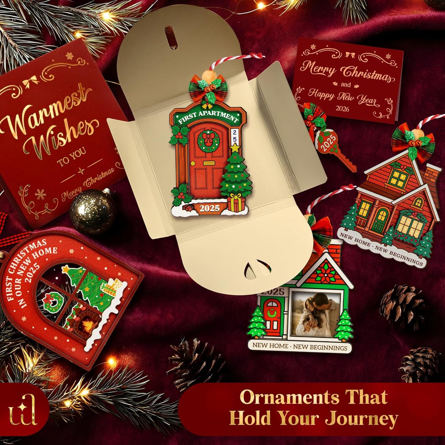 My First Apartment Christmas Ornament 2025 - First Year in New Apartment Ornament 2025, Door Ornaments for Christmas Tree Decorations, Unique Keepsake Gifts First Apartments Essentials