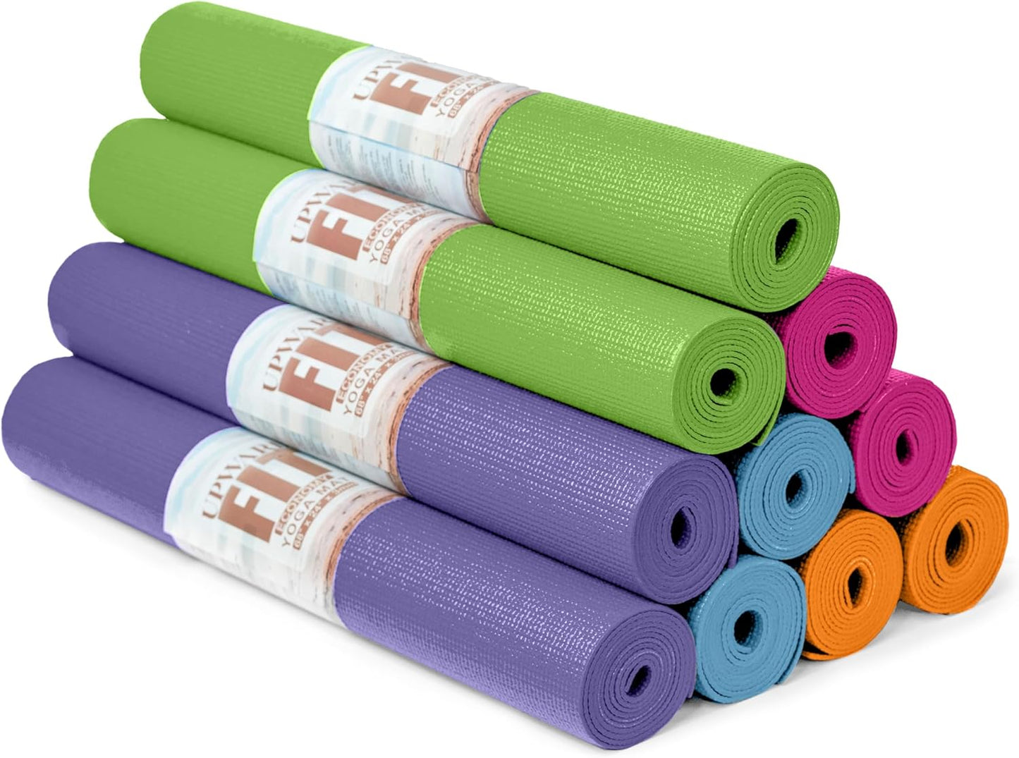 10 Pack Economy Yoga Mat, 68" x 24" Non Slip Exercise Mat, 3mm Thick Gym Mat, Bulk Non Toxic Yoga Mats for Home Workout and Studios